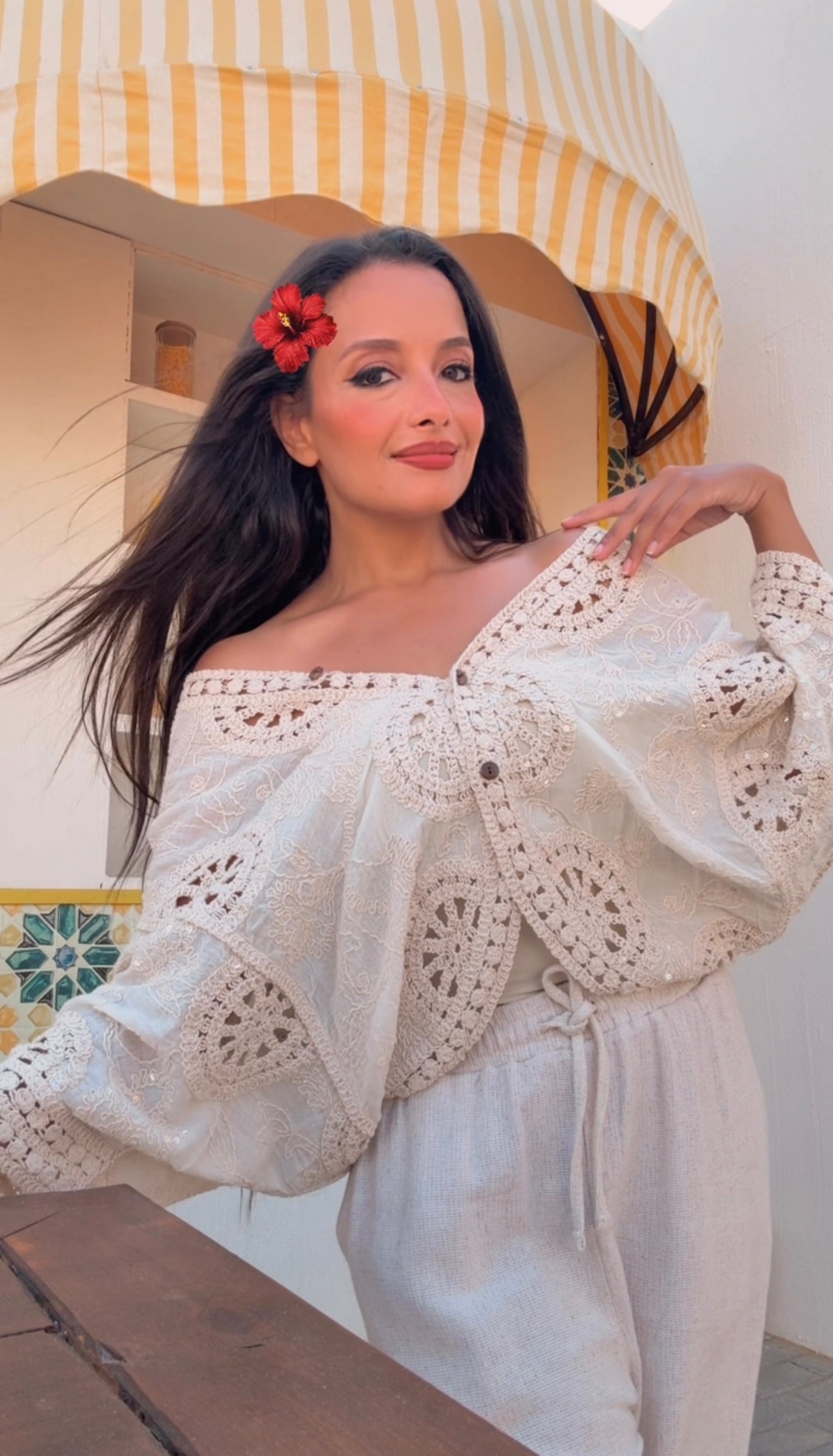 Knitted bodysuit with belt - center button opening