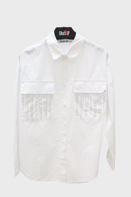 Plain Shirt - Diamond Embellished Pocket