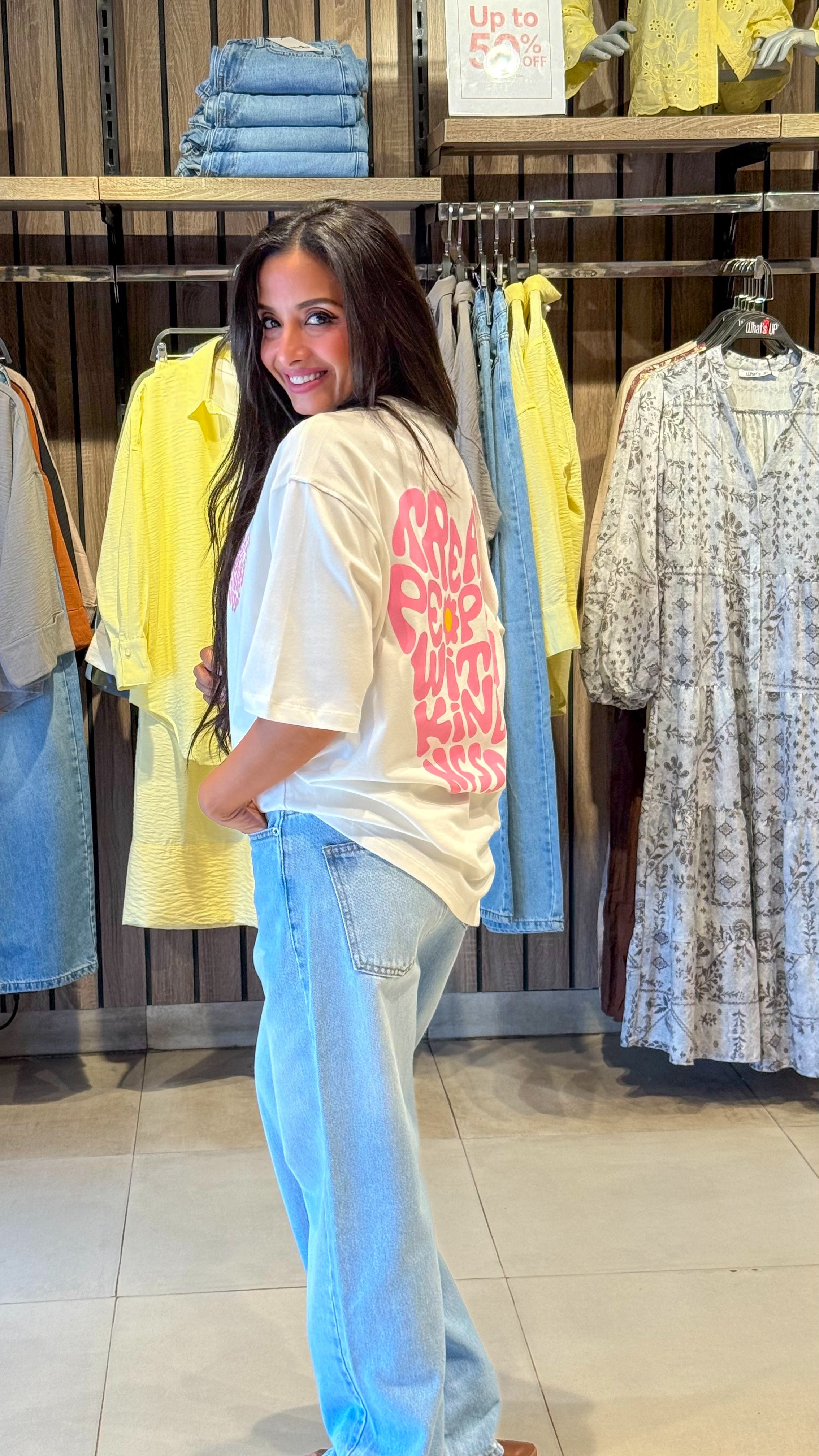 Oversized Heart Text Print T-Shirt