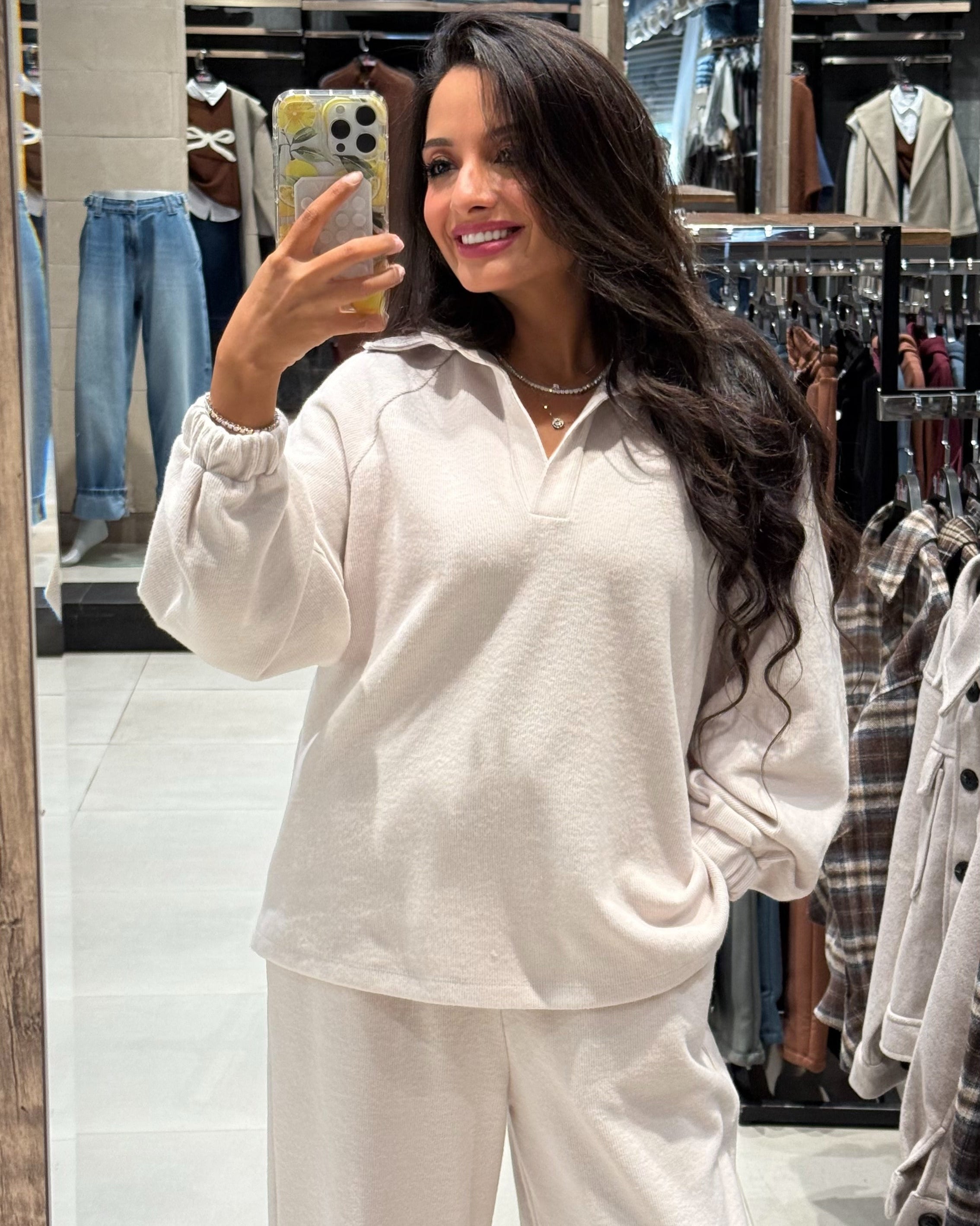 Plain Sweatshirt with a collar