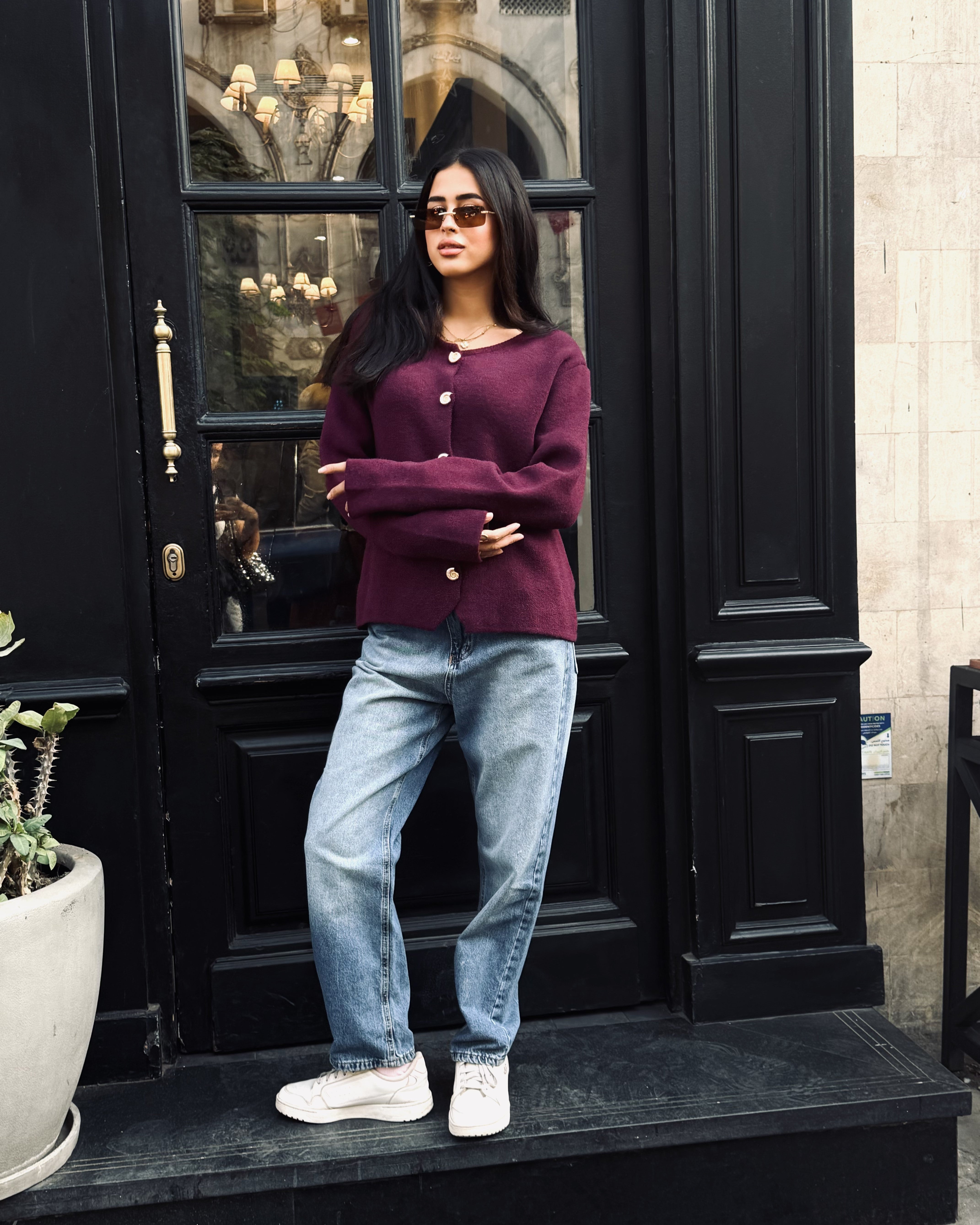 Knitwear Pullover – Plain (Gold Buttons)