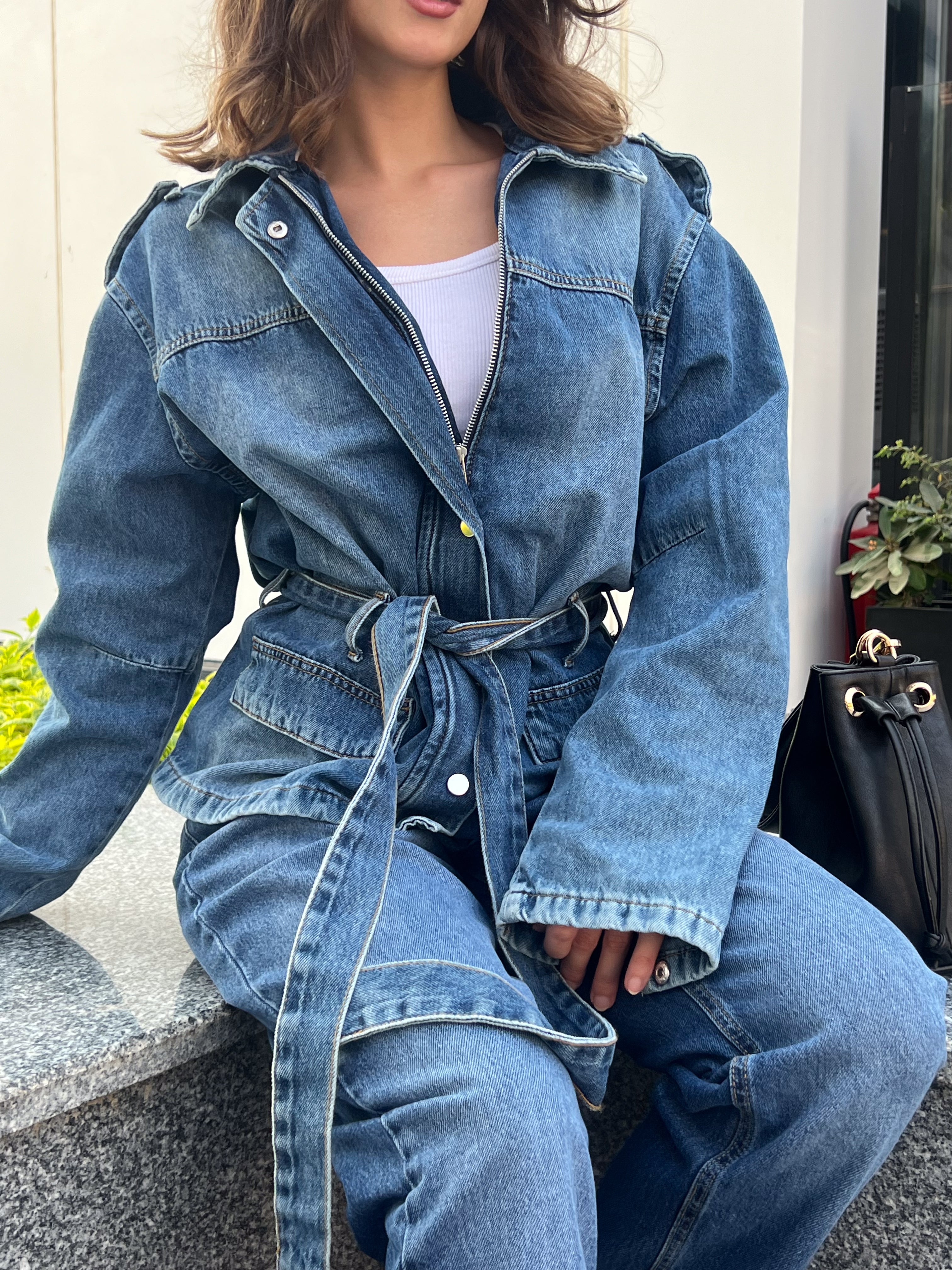 Denim Jacket – With Belt (Capsule Buttons)