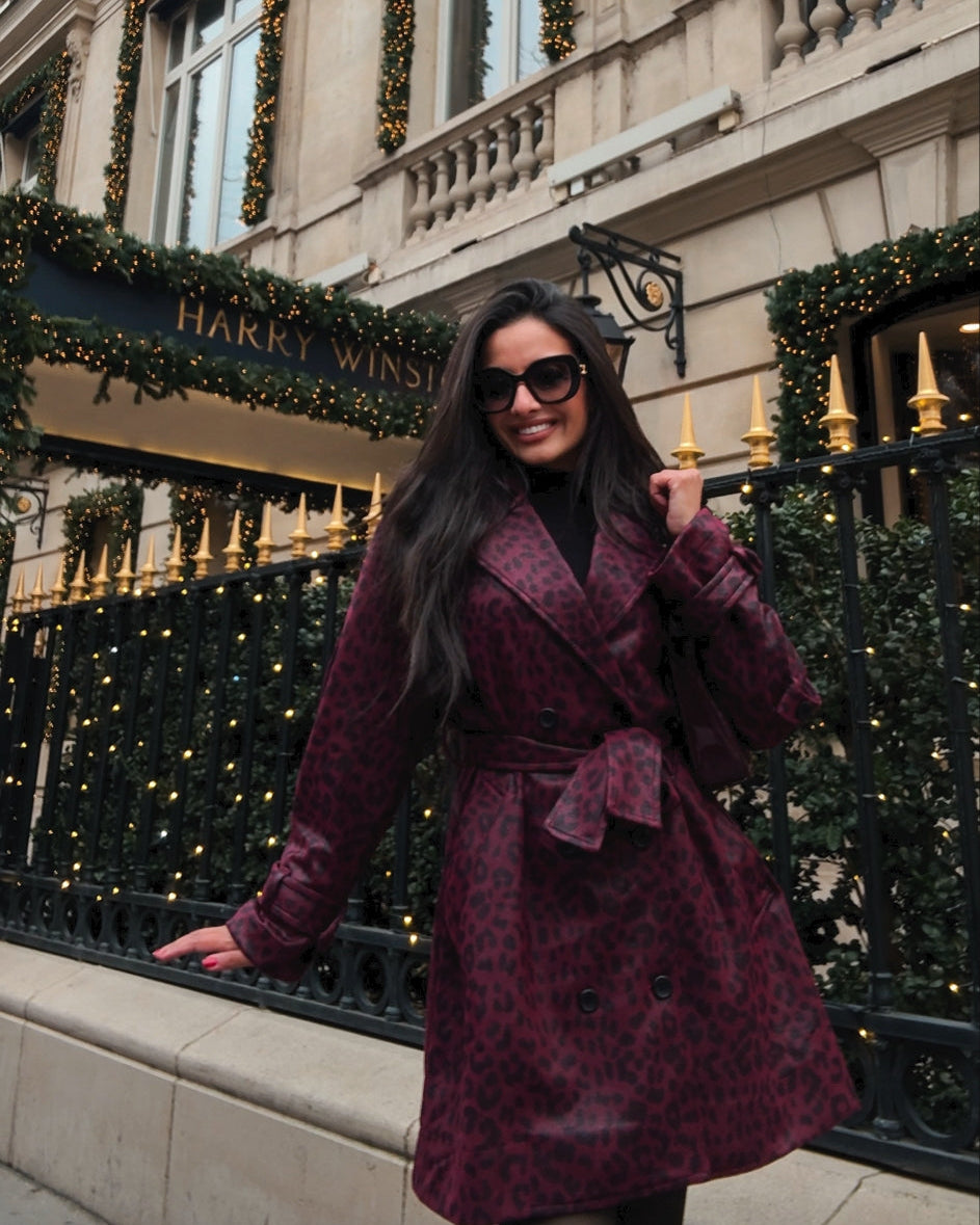 Patterned Trench Coat – Leopard Leather