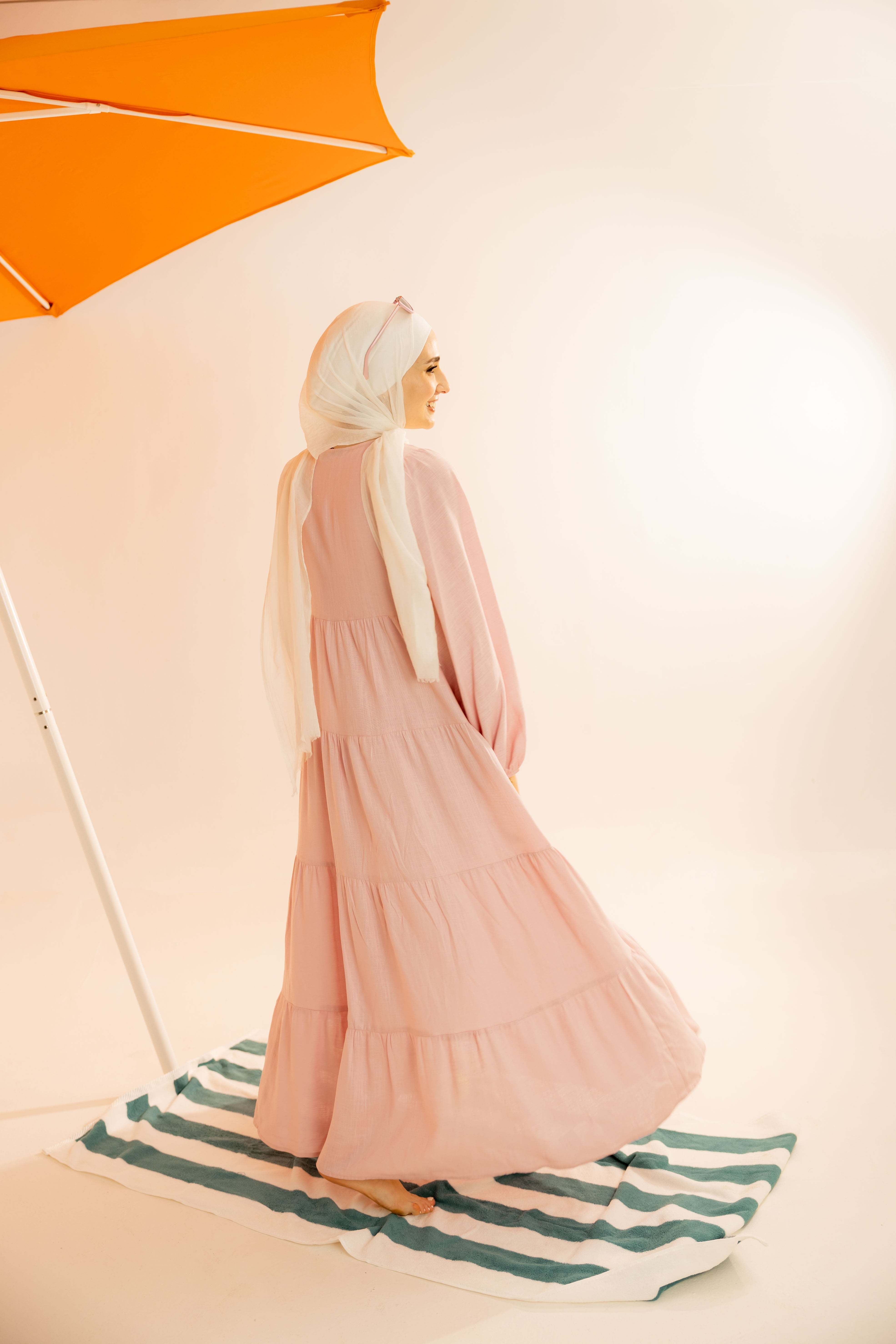 Long Plain Dress – Neck Tie Detail