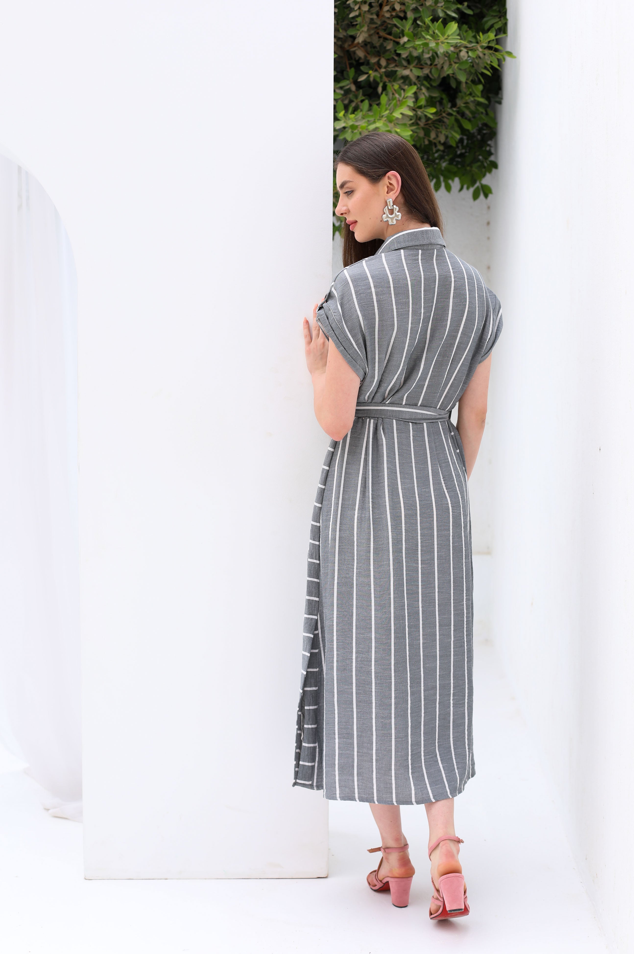 Dress  - Striped with belt