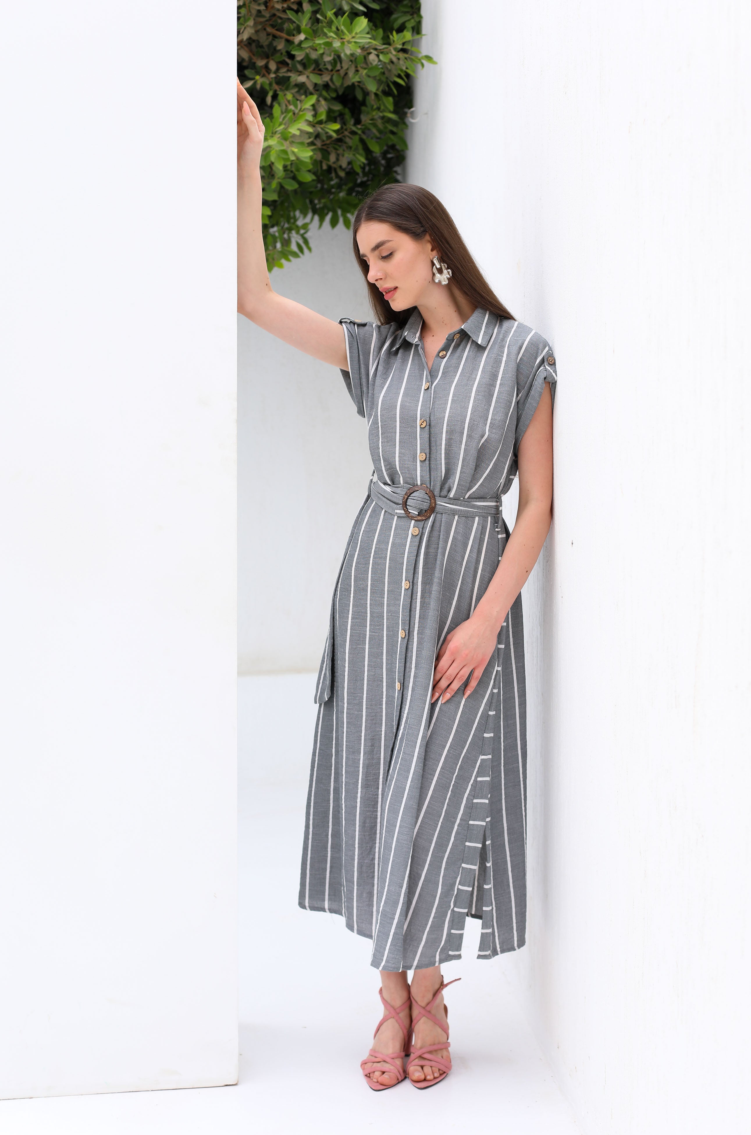 Dress  - Striped with belt