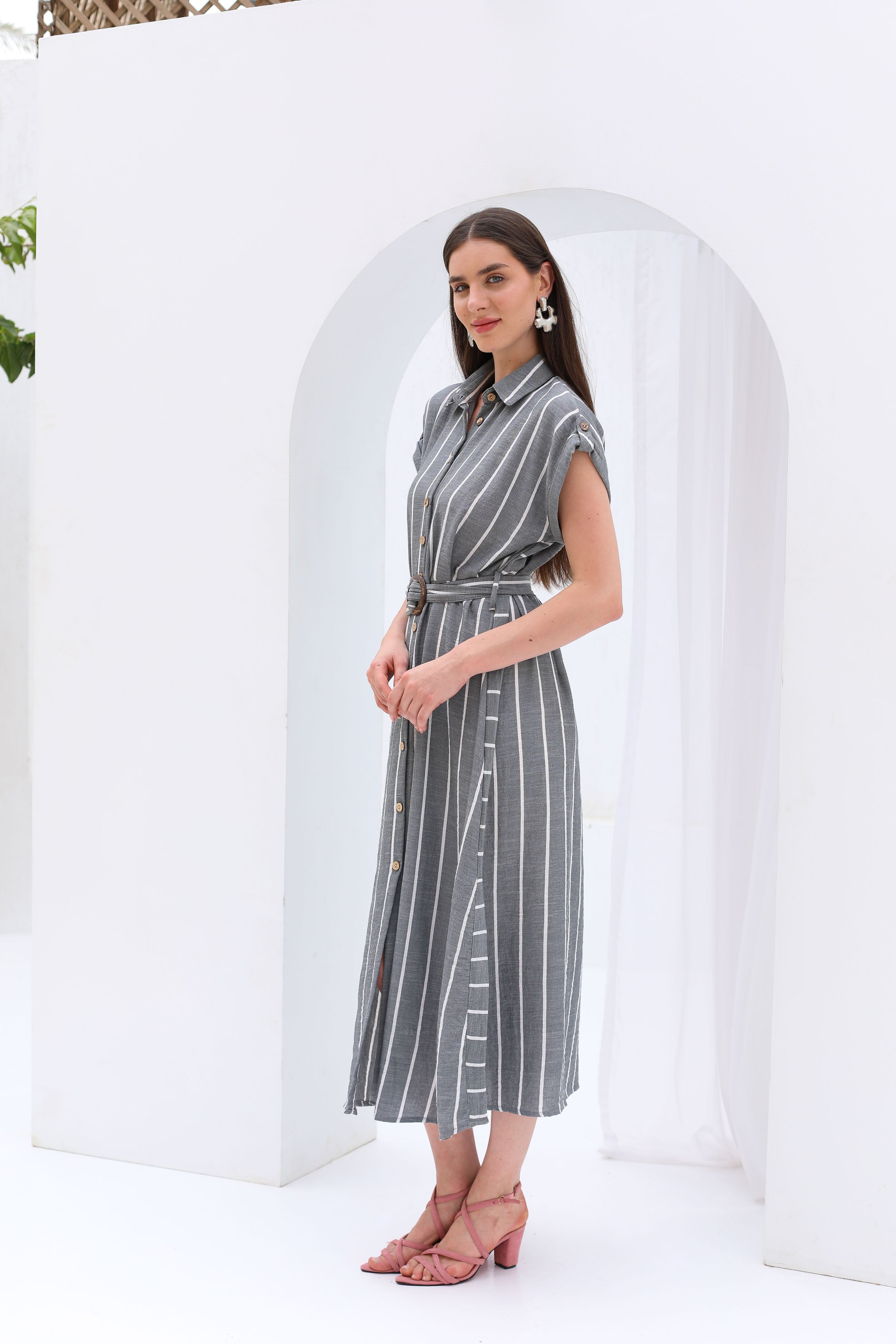 Dress  - Striped with belt