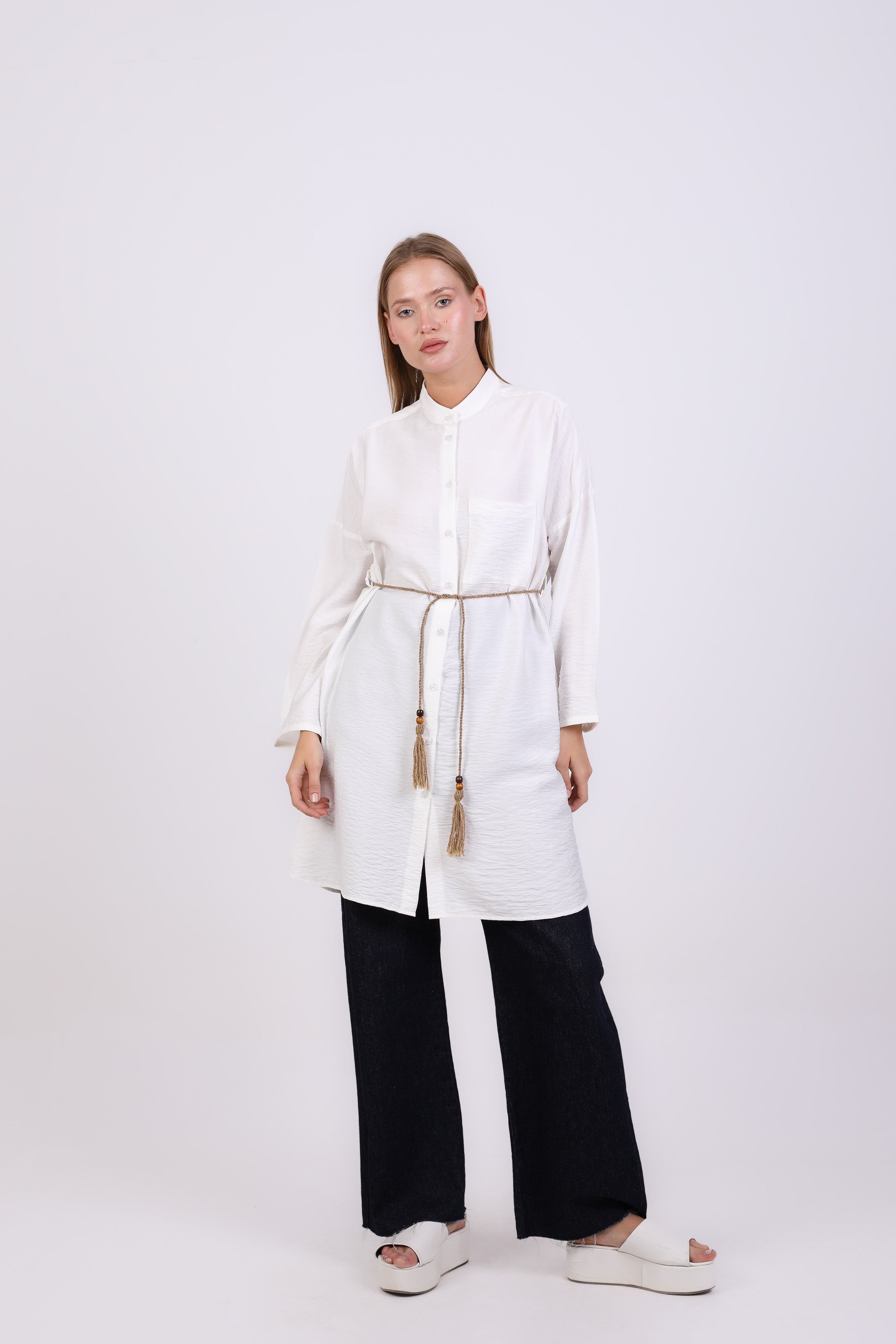 Shirt  - Plain long with tie