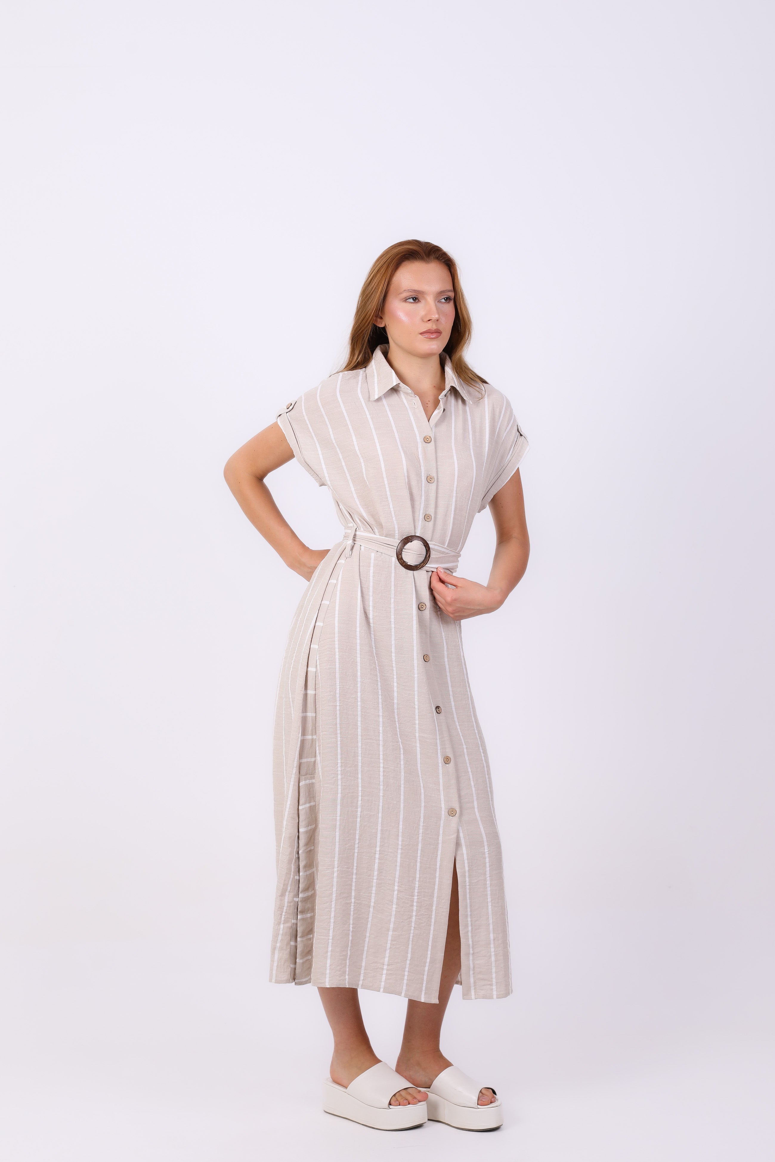 Dress  - Striped with belt