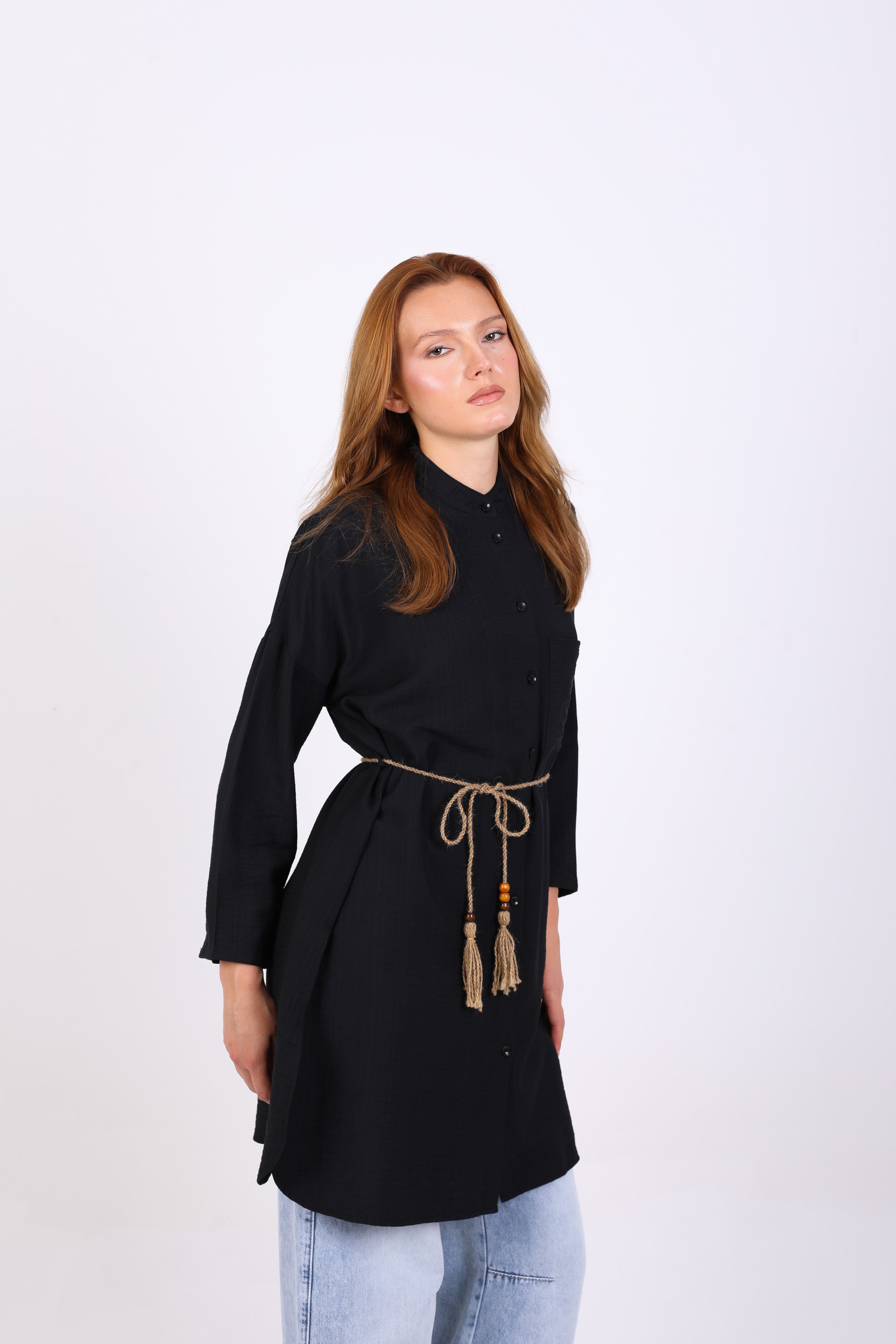 Shirt  - Plain long with tie