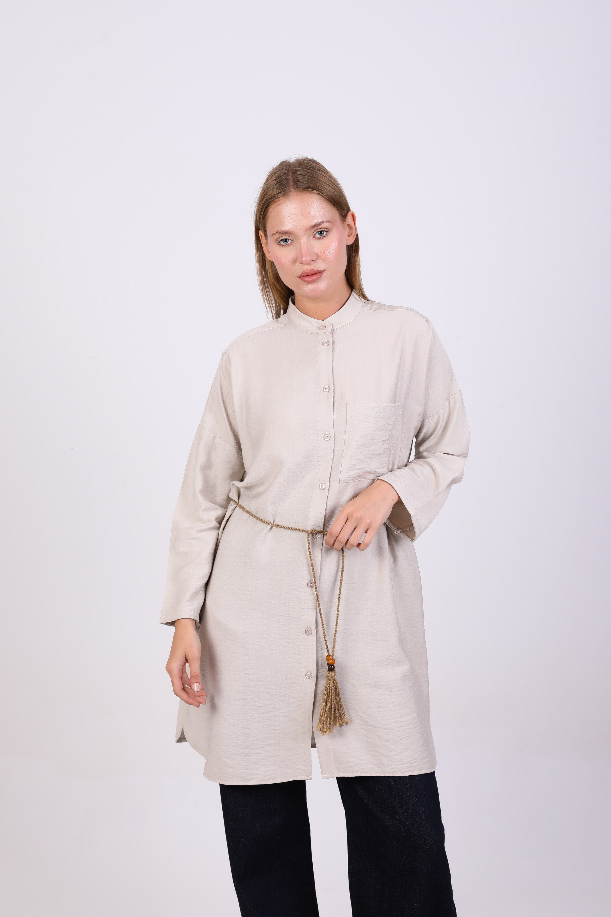 Shirt  - Plain long with tie