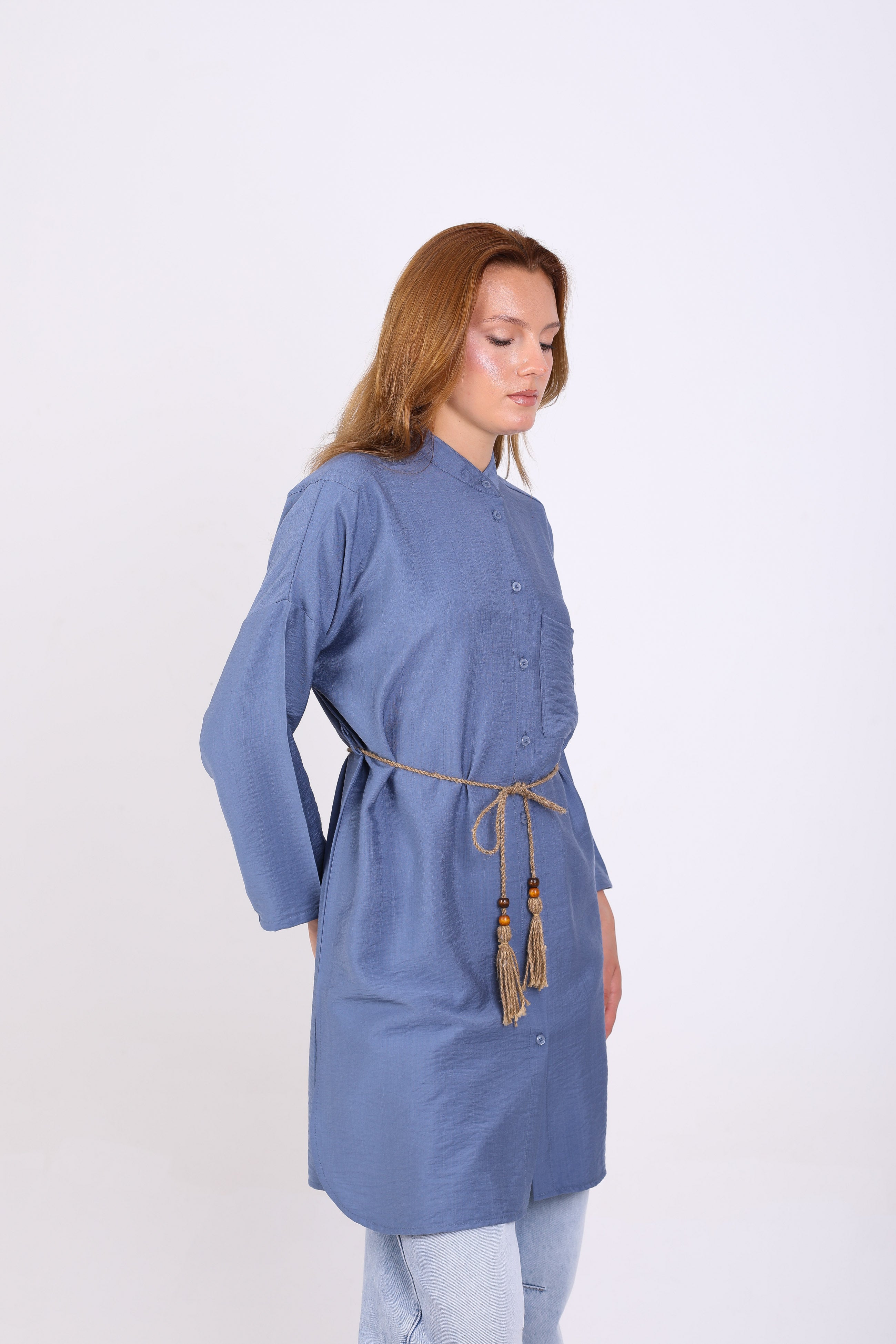 Shirt  - Plain long with tie