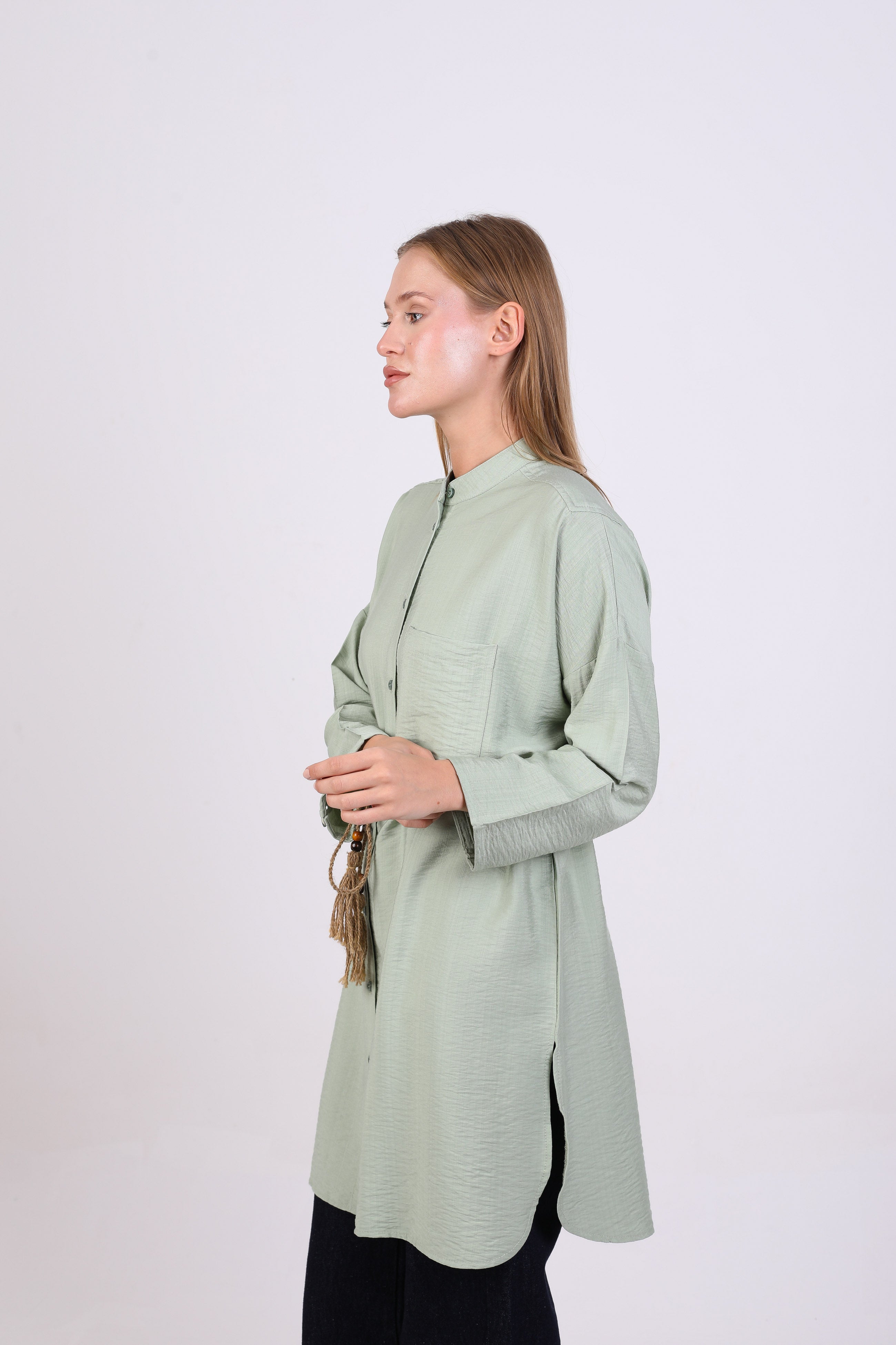 Shirt  - Plain long with tie