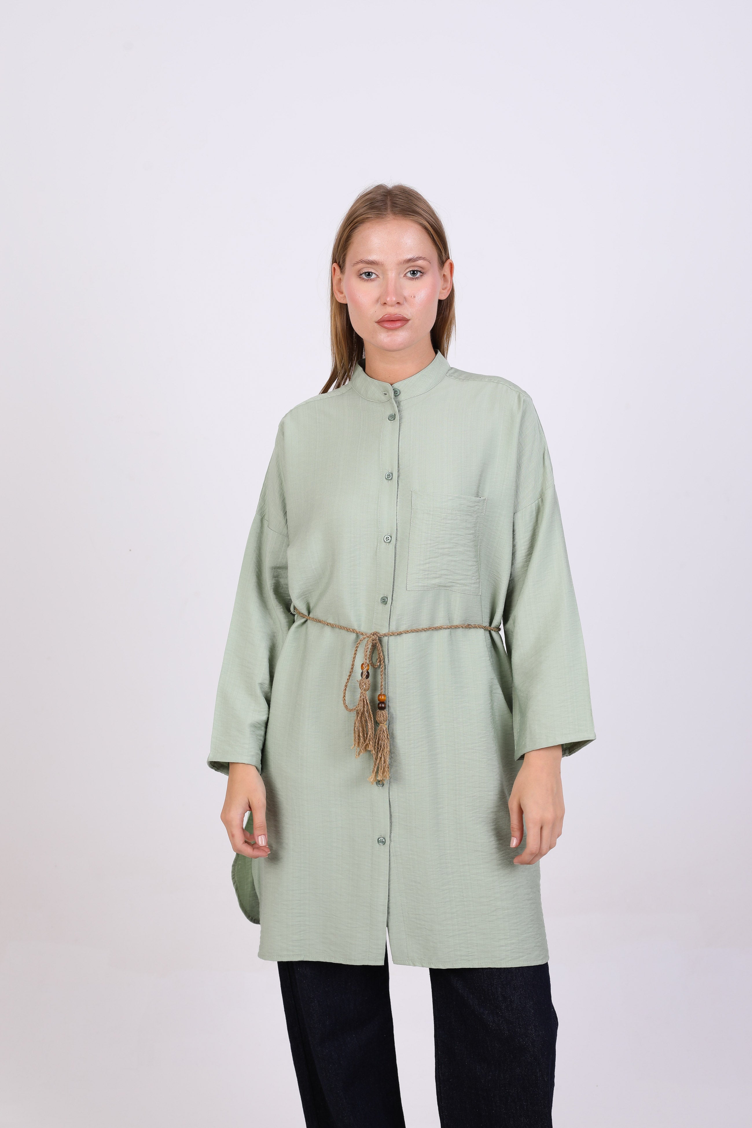 Shirt  - Plain long with tie