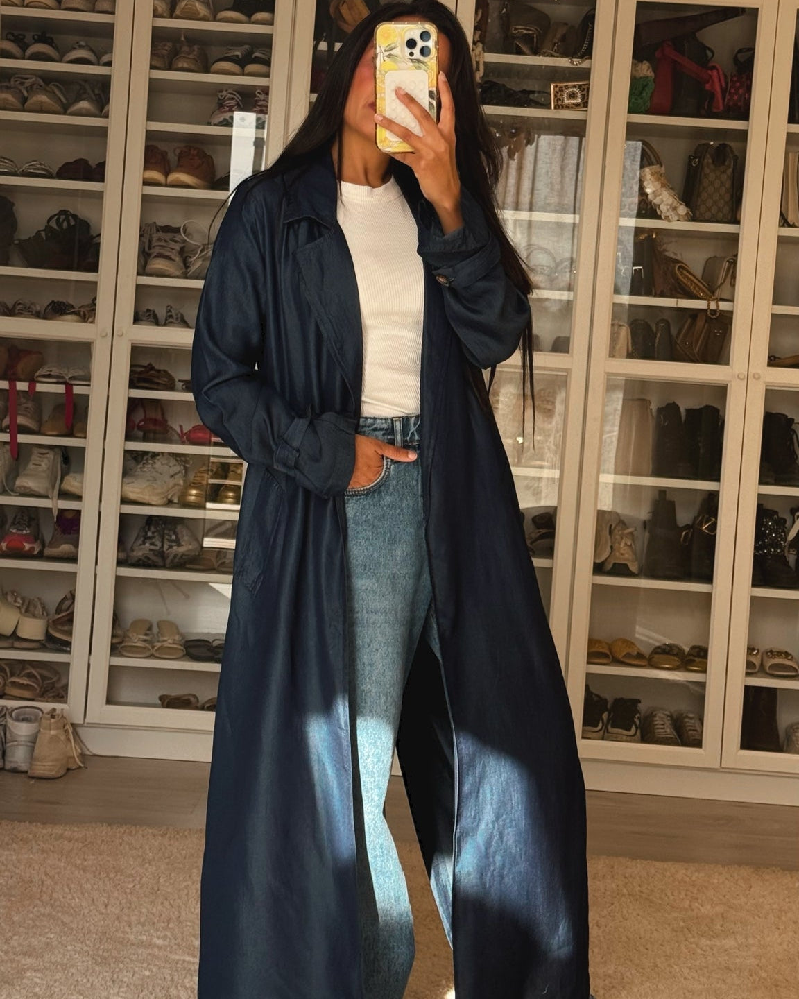 Belted Longline Denim Kimono