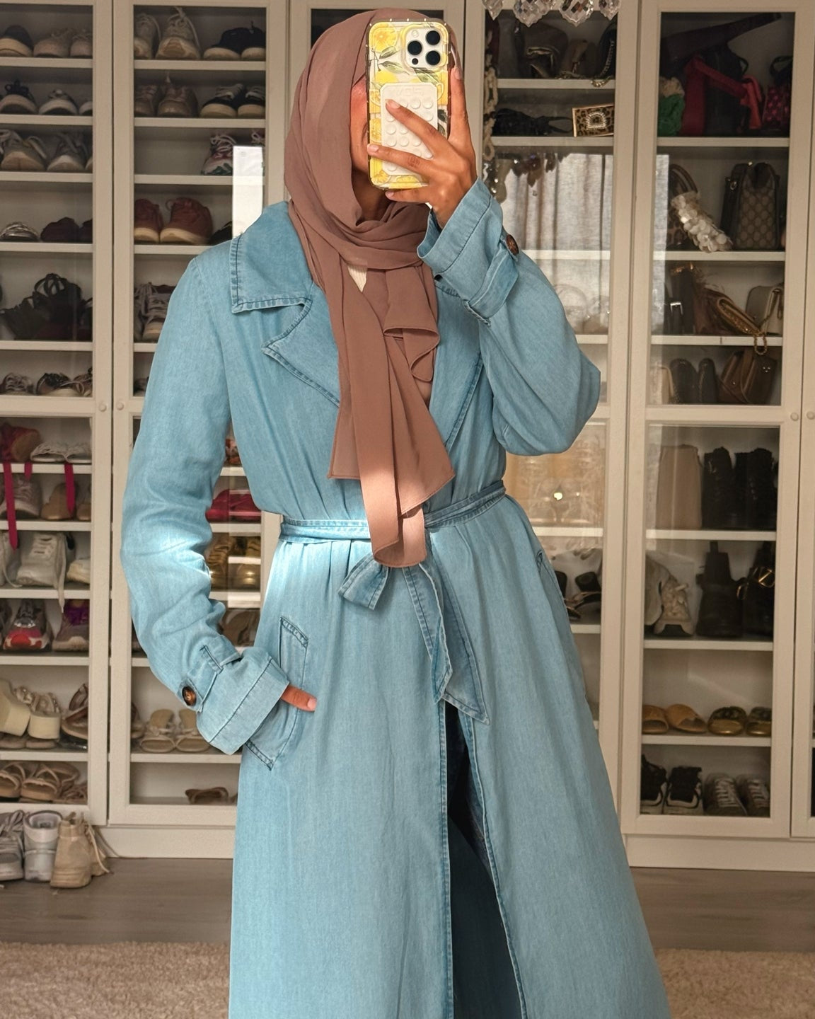 Belted Longline Denim Kimono