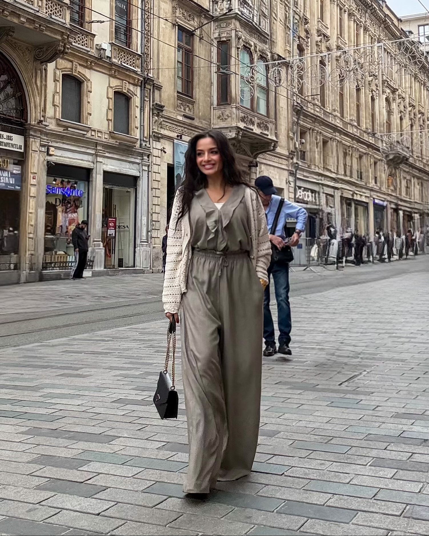 wide-leg linen trousers