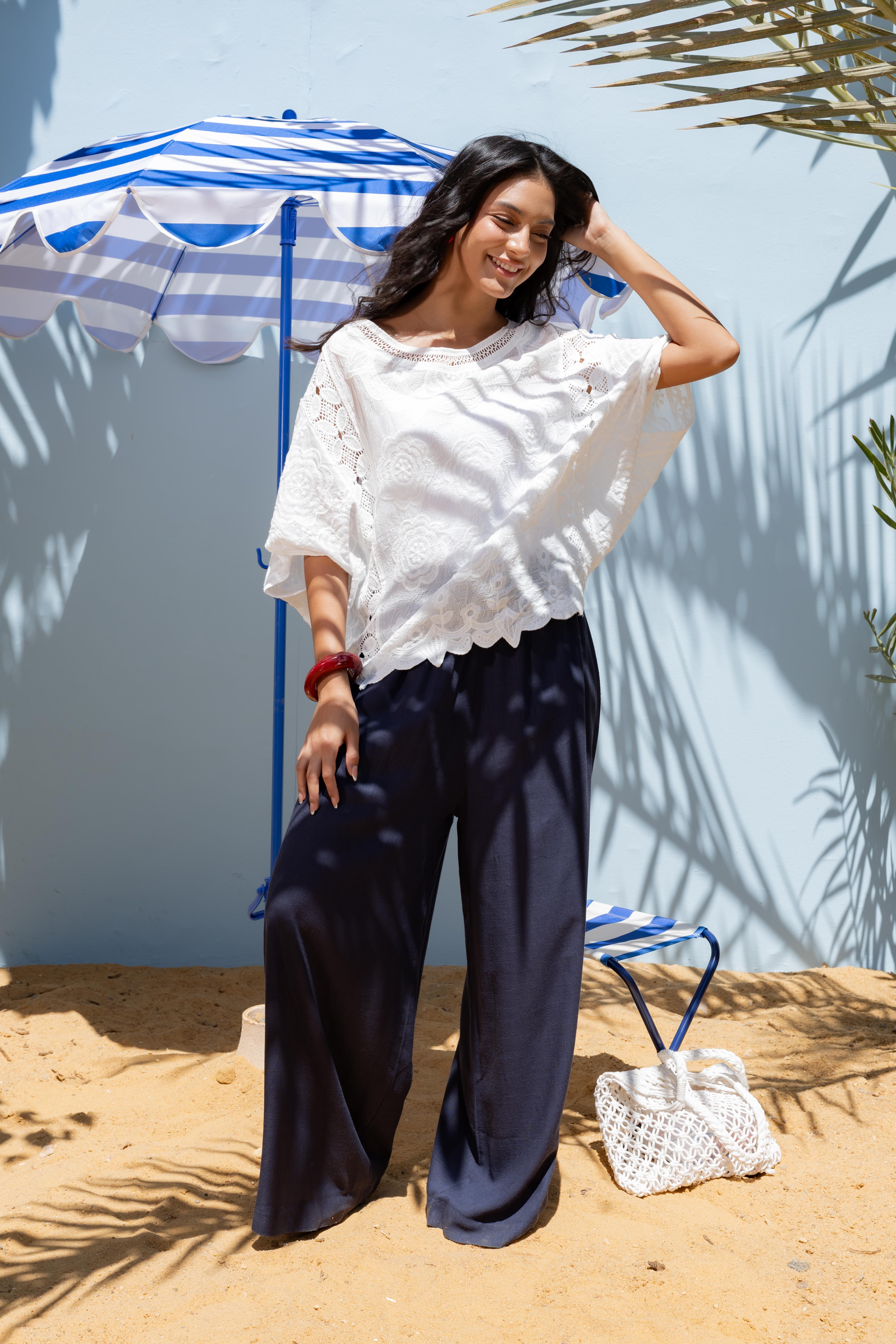 Knitwear Blouse With Floral Embroidery