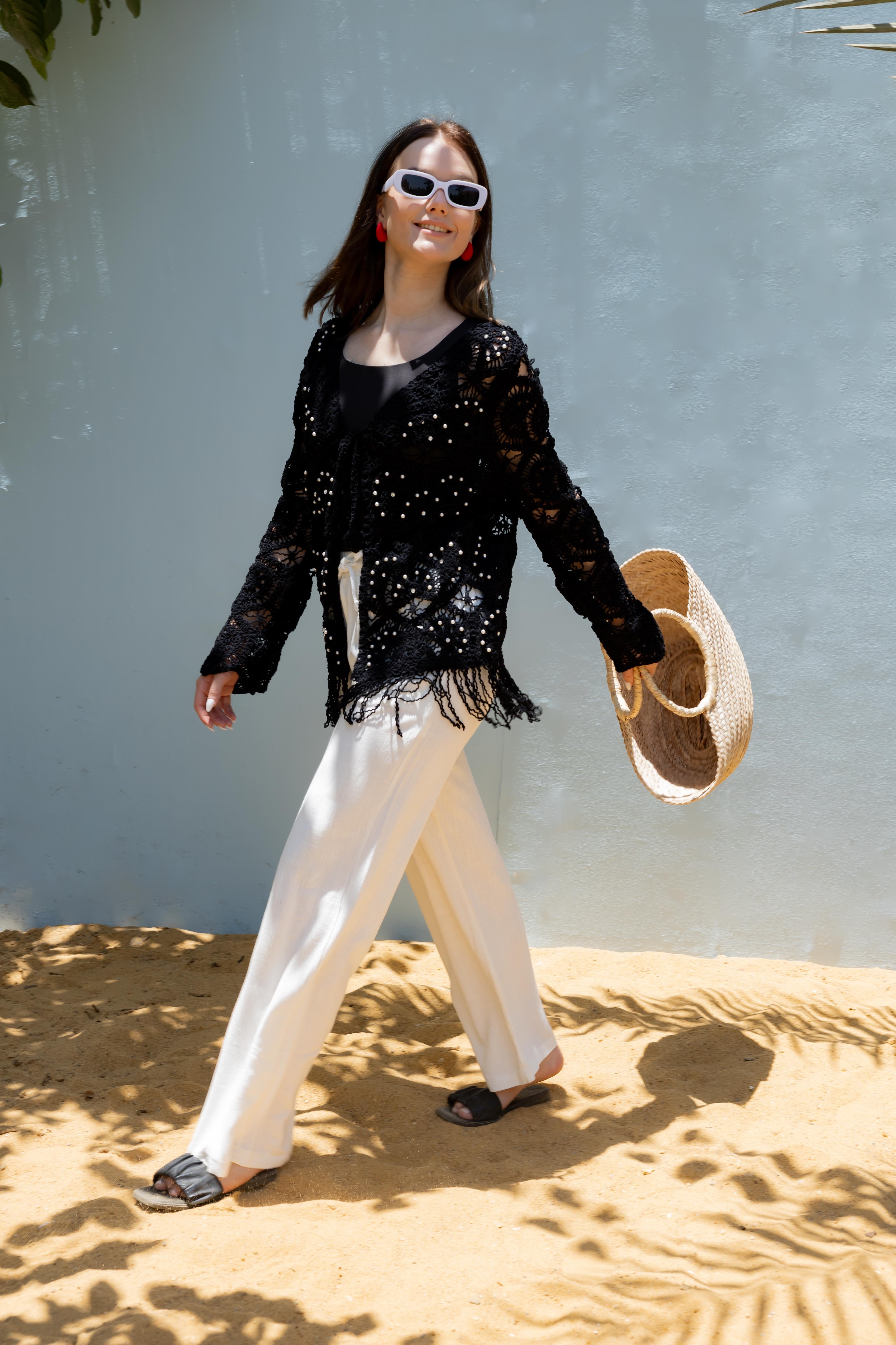 Open Front Knitwear Body With Tie Detail