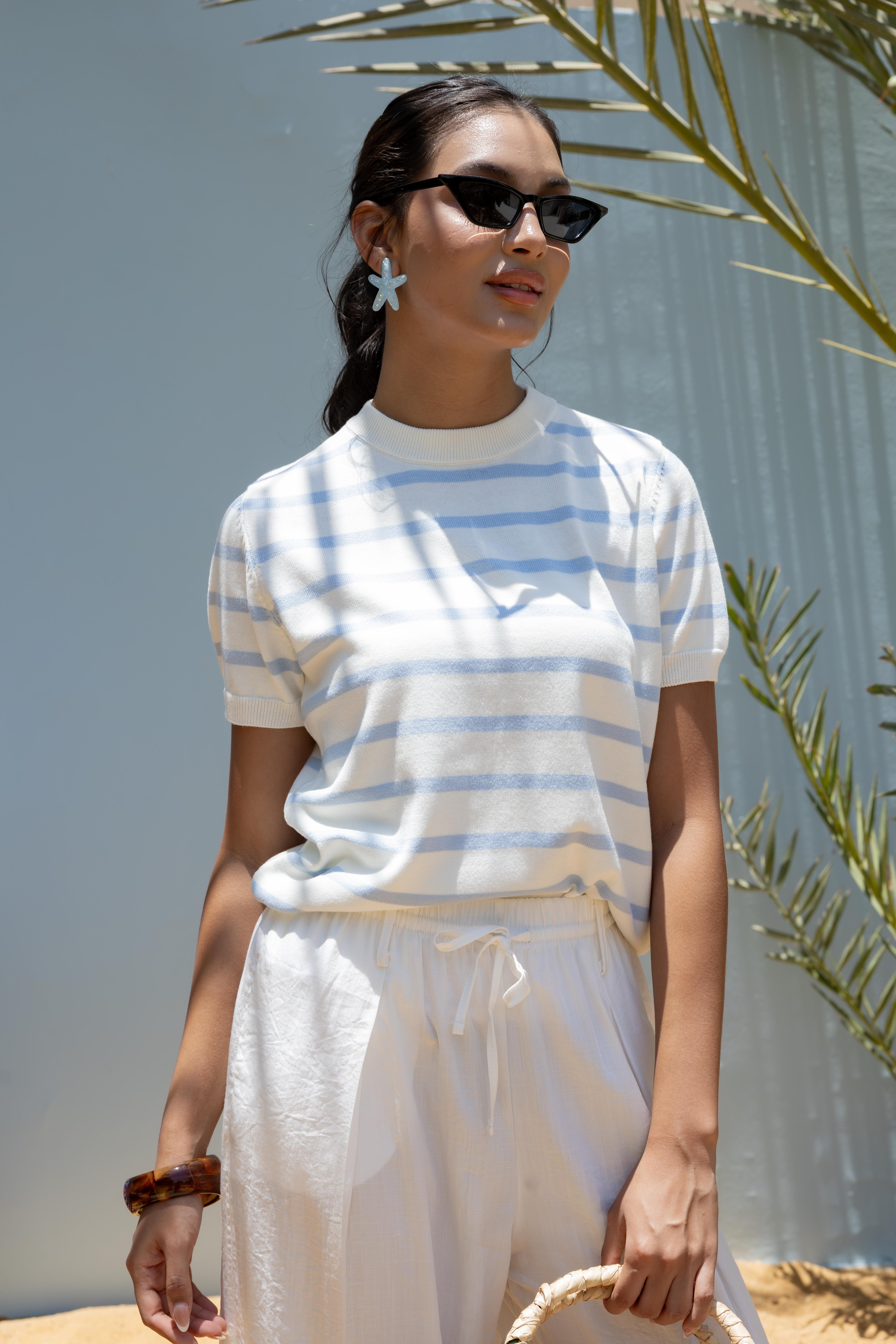 Basic Knitwear Body With Colorful Stripes