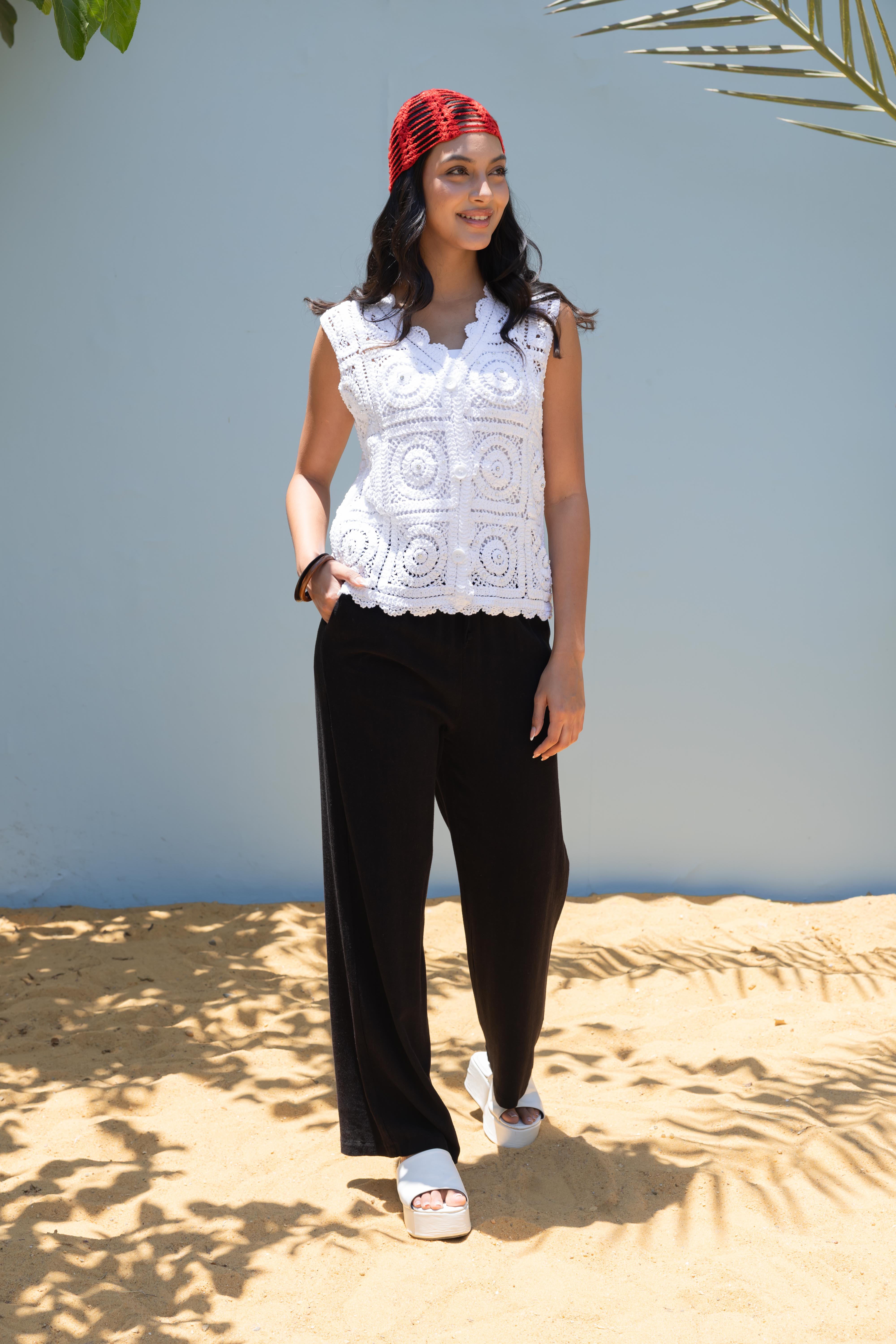 Knitwear Vest With Polka Dot Pattern
