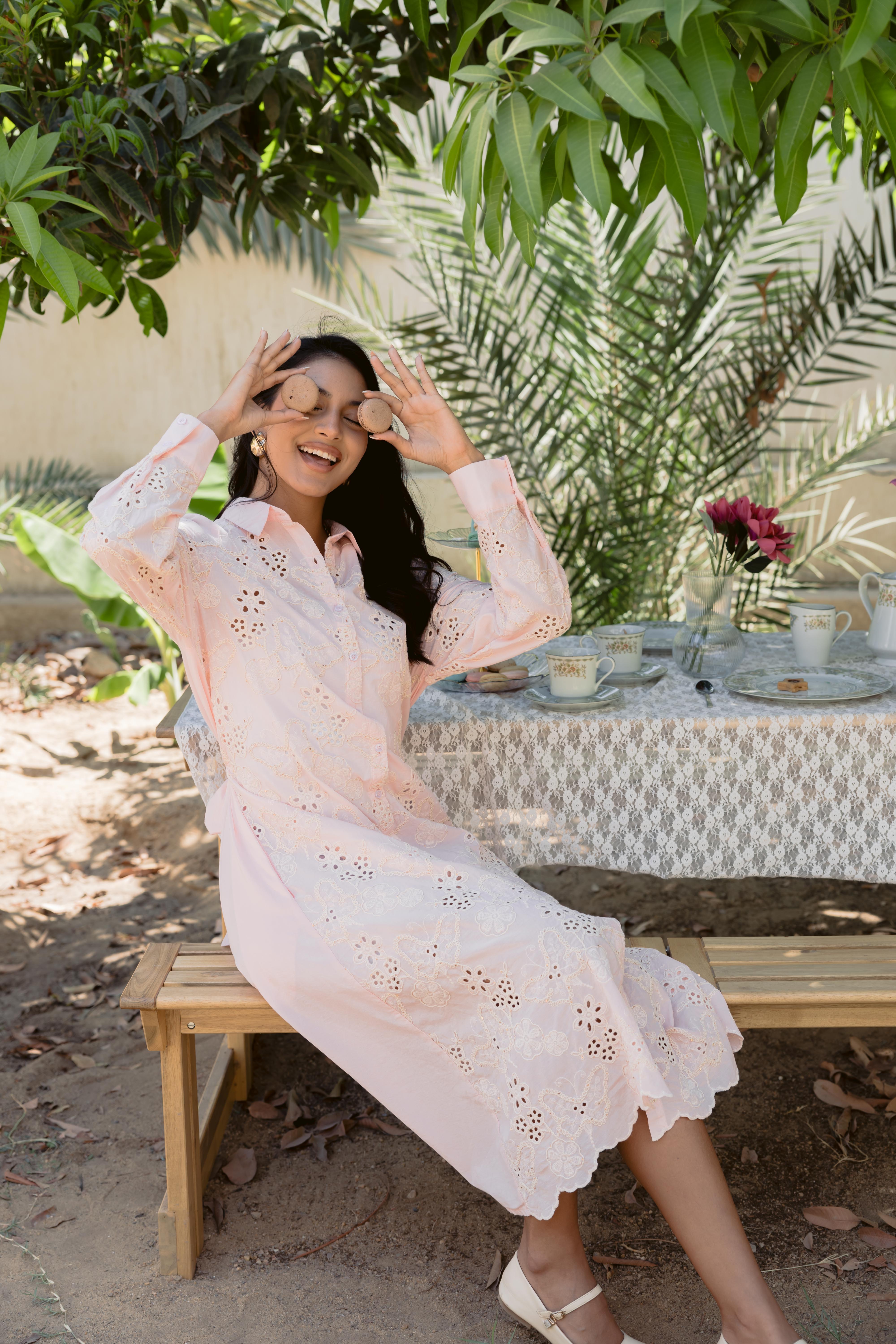Lace-Style Button-Up Dress