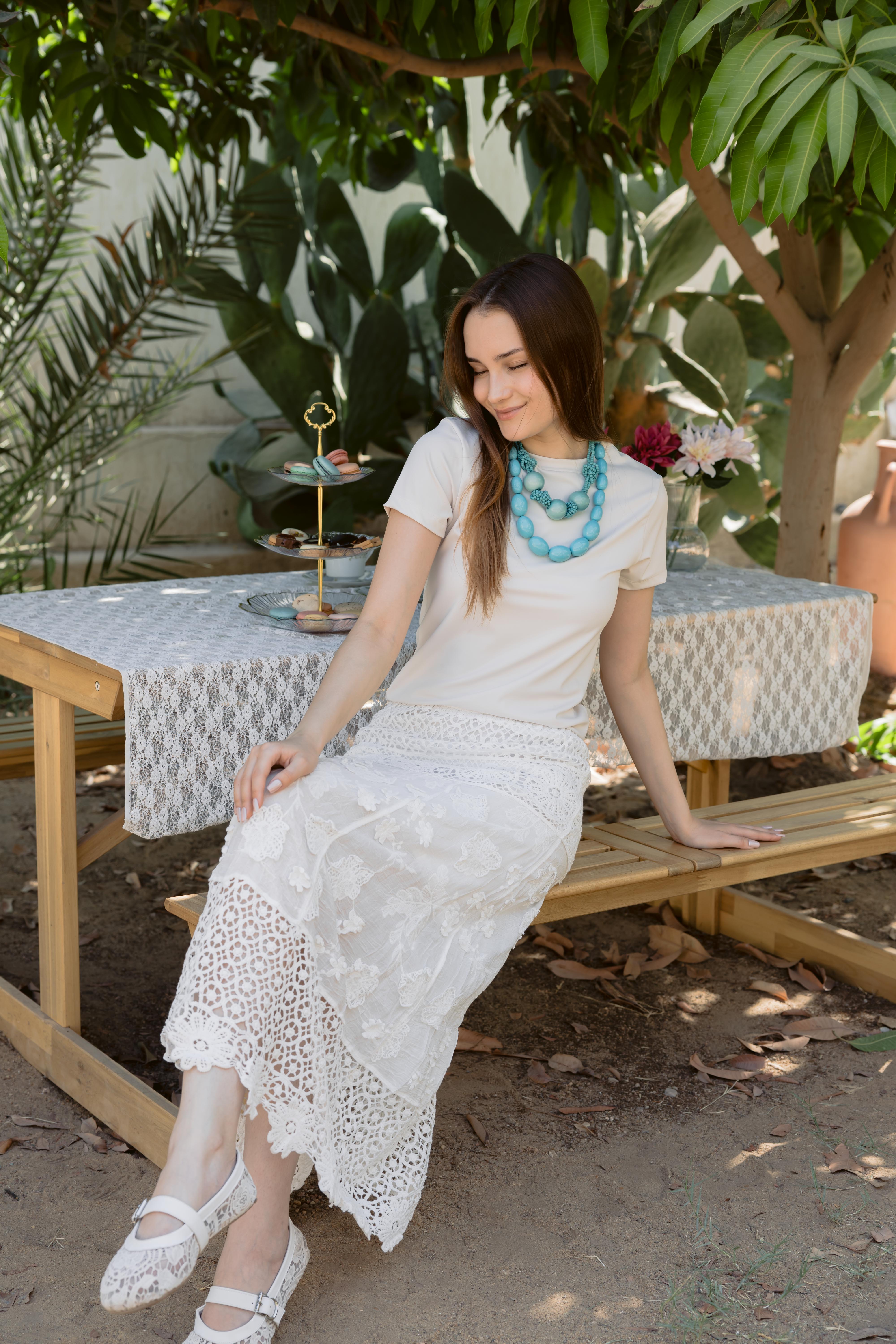 Lace Skirt With Floral Embroidery