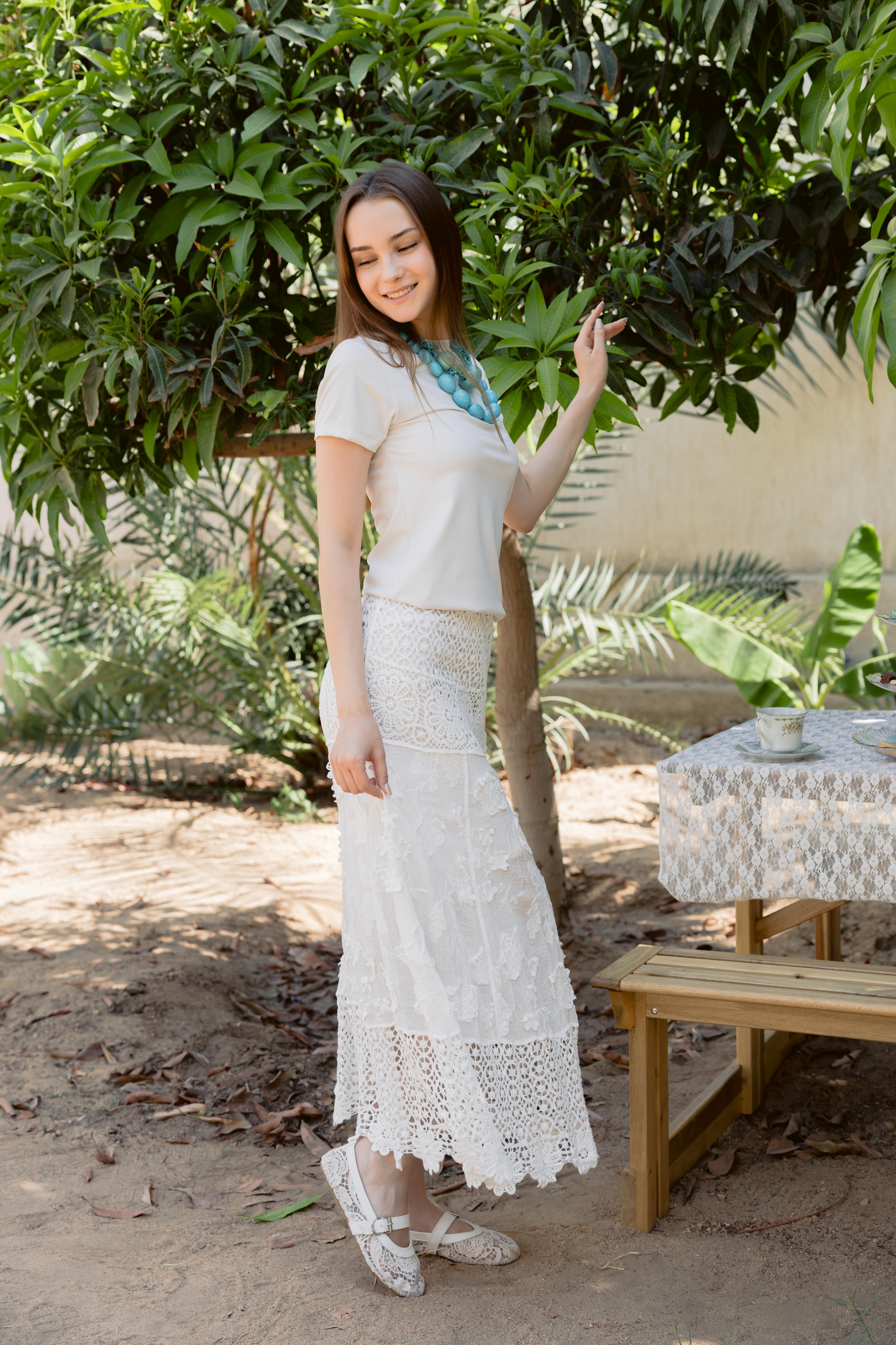 Lace Skirt With Floral Embroidery