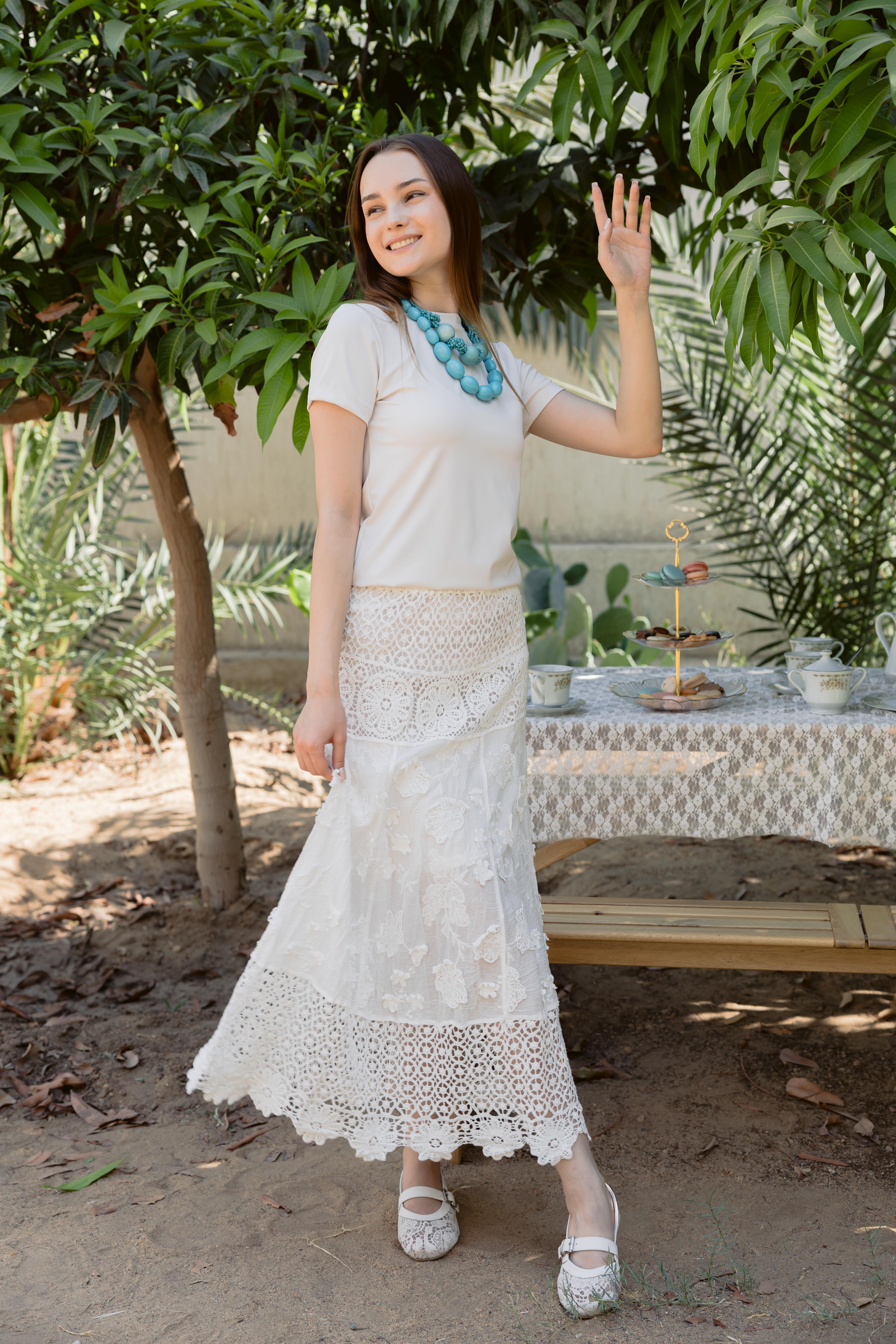 Lace Skirt With Floral Embroidery