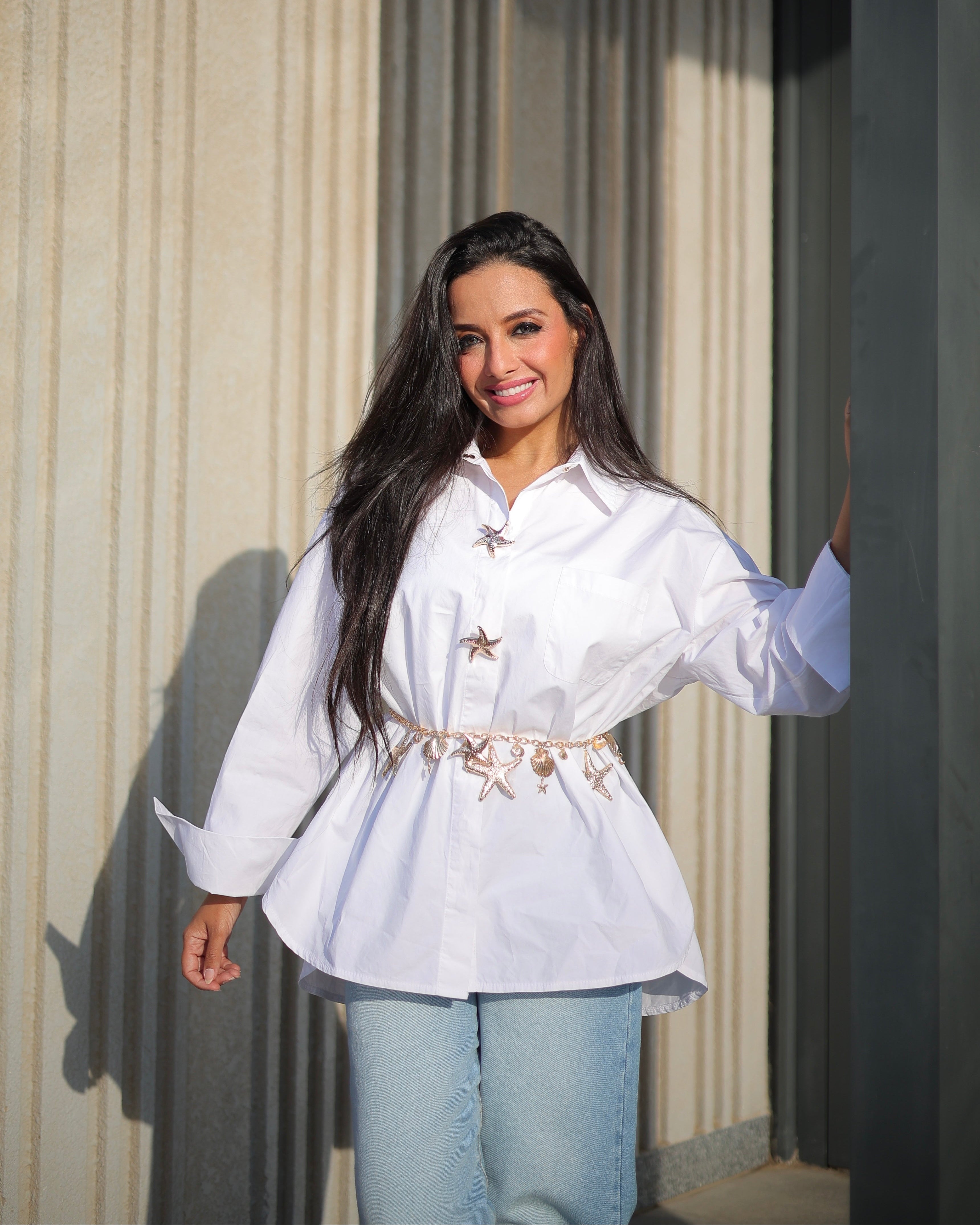 Plain Shirt With Gold Star Button