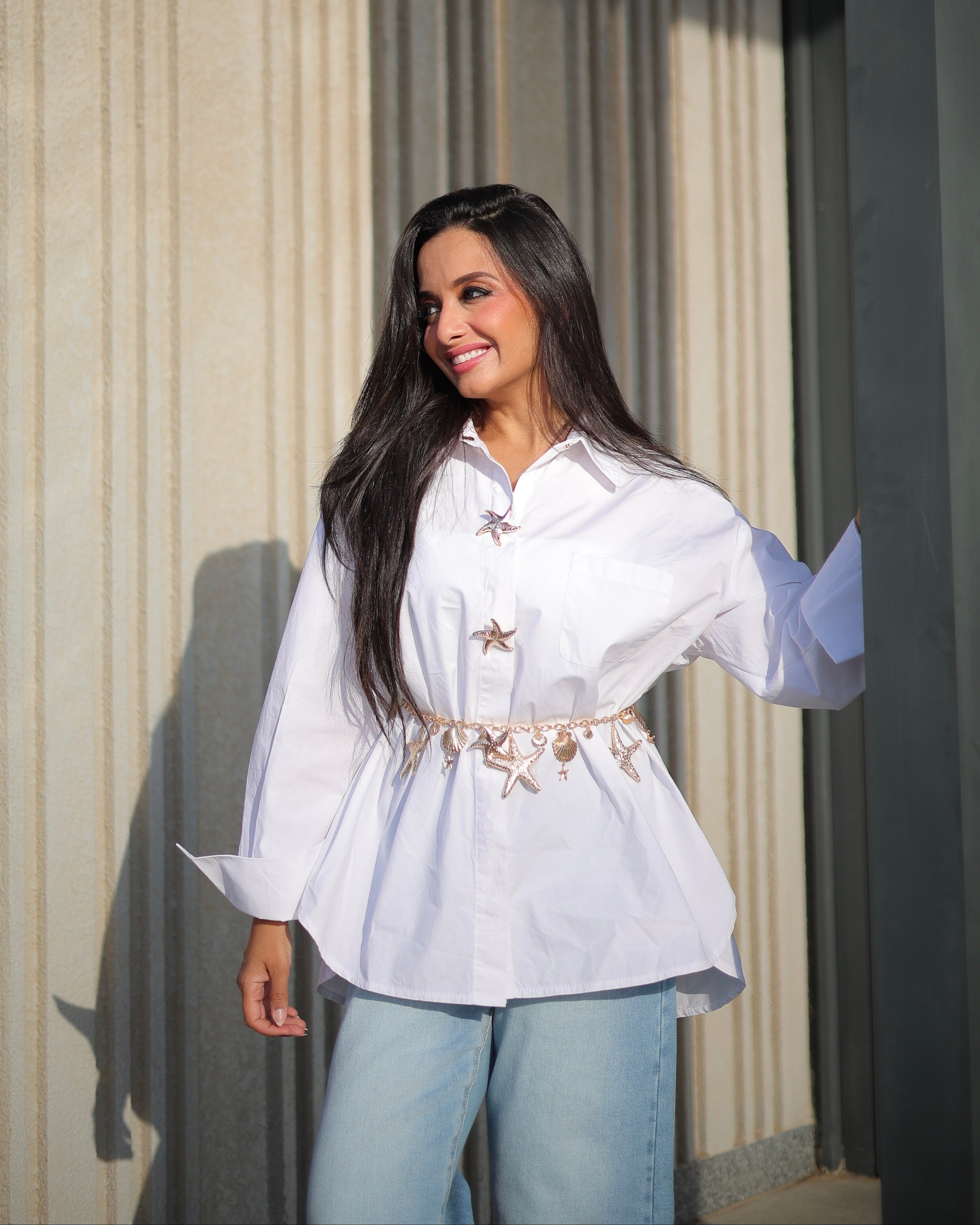 Plain Shirt With Gold Star Button