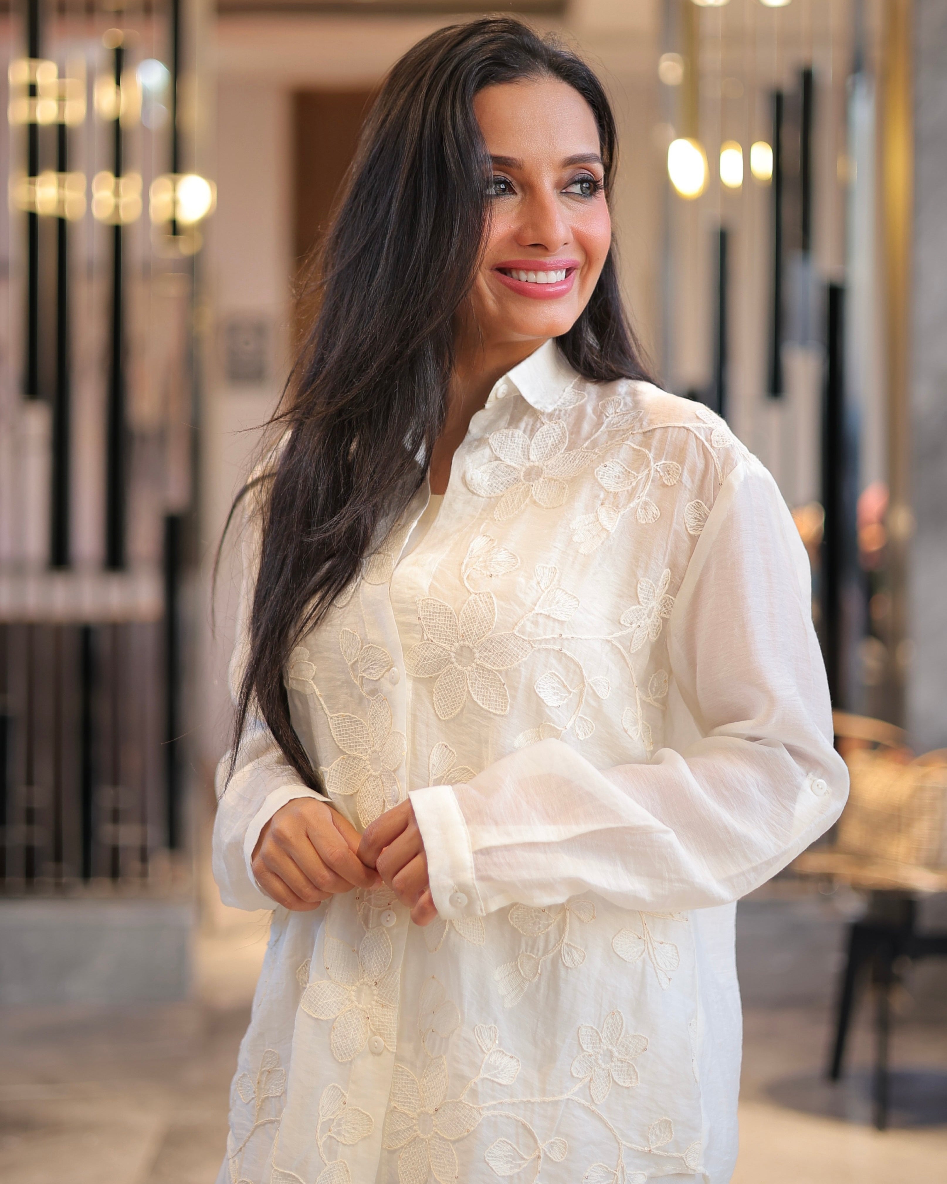 Floral Chest Long Shirt