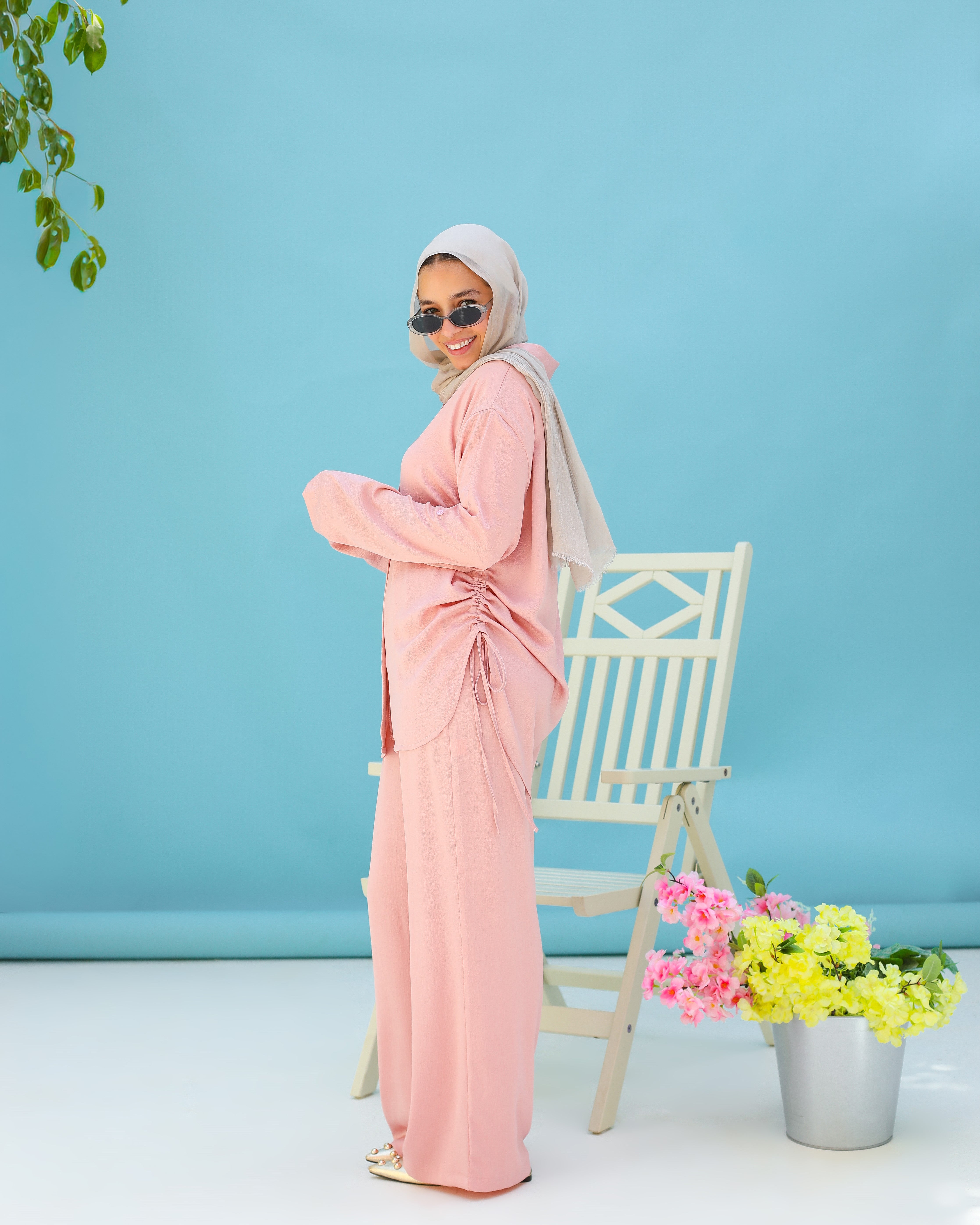 Long Shirt With Side Elastic Tie