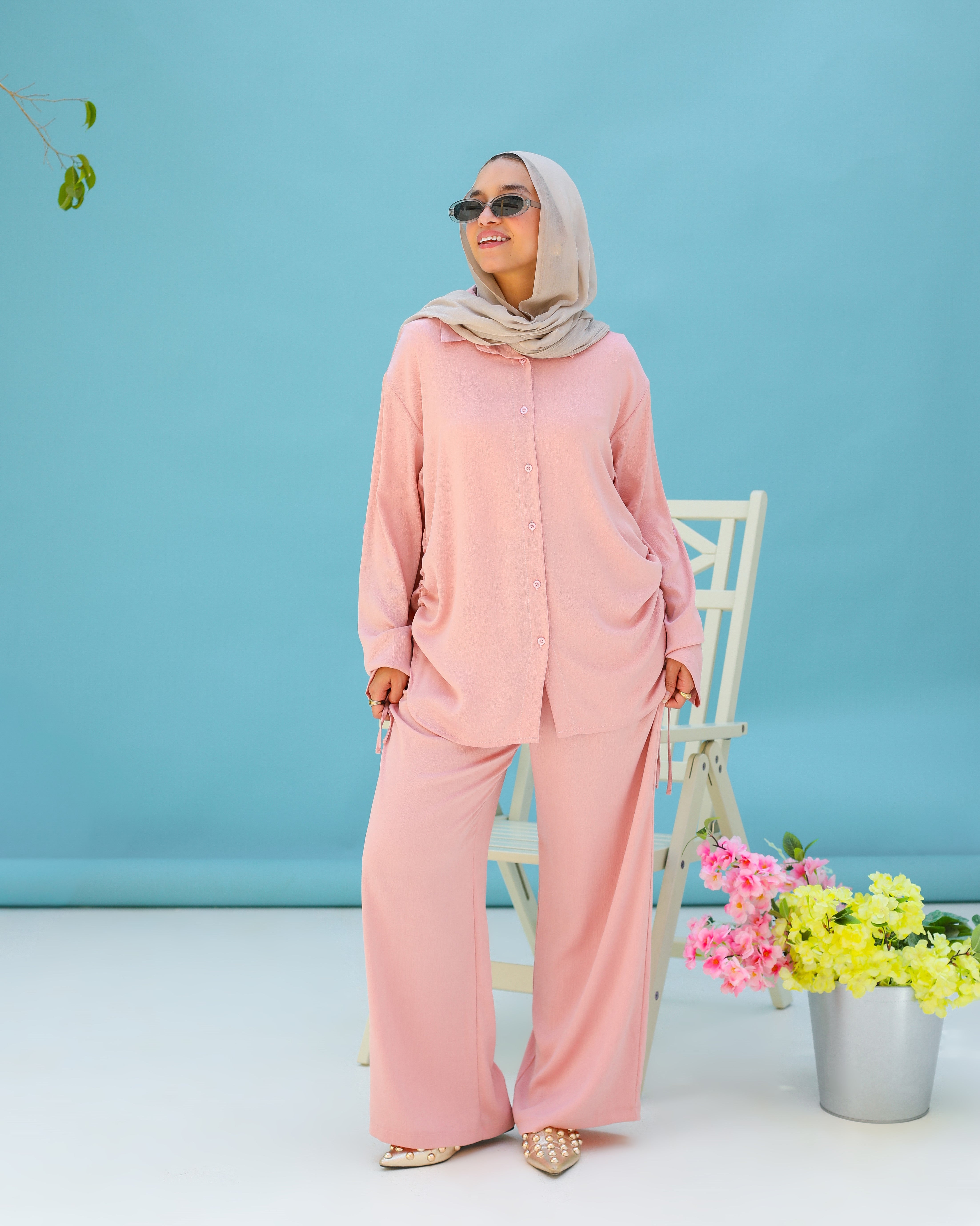 Long Shirt With Side Elastic Tie