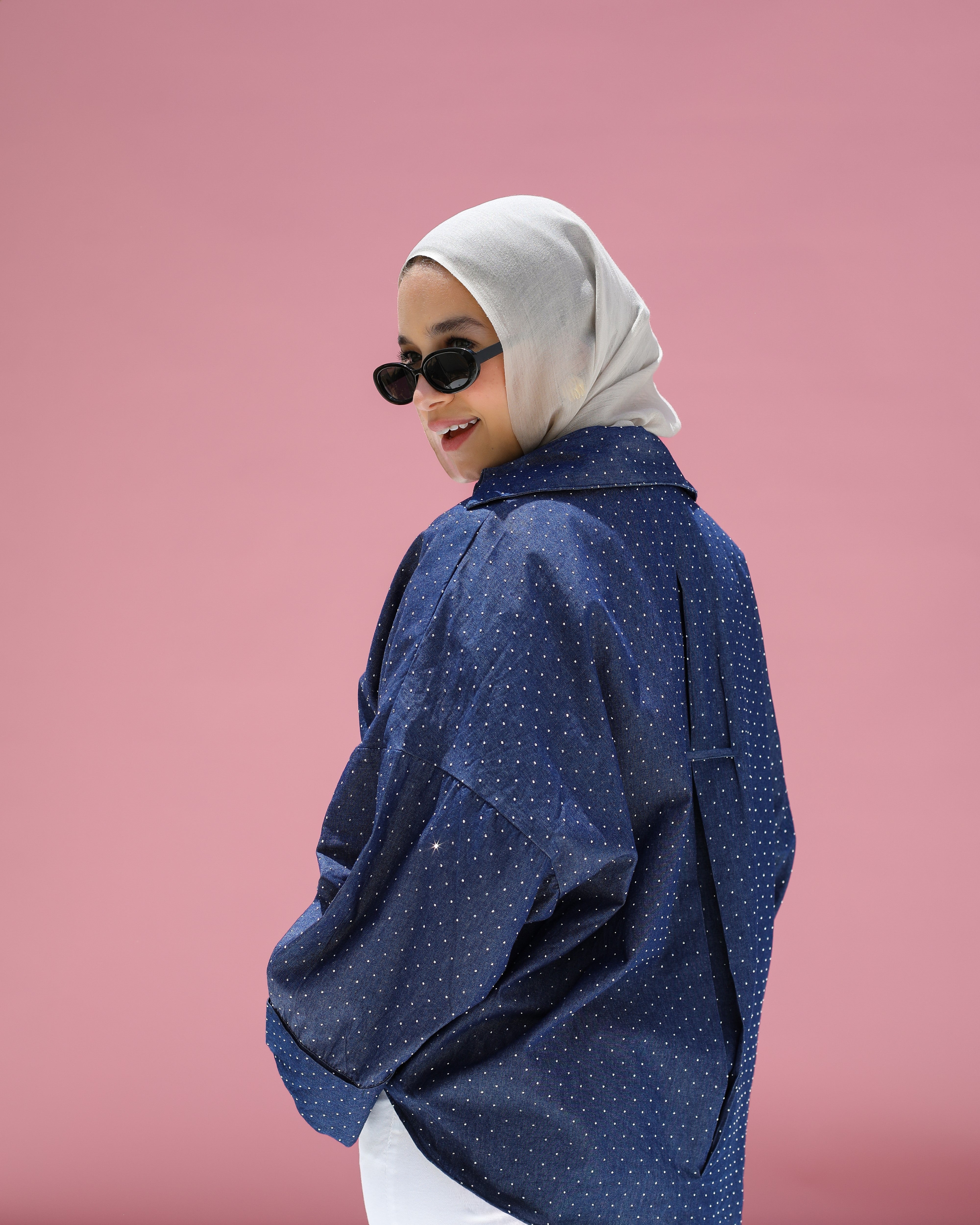 Oversized Shirt With Pearl Dots