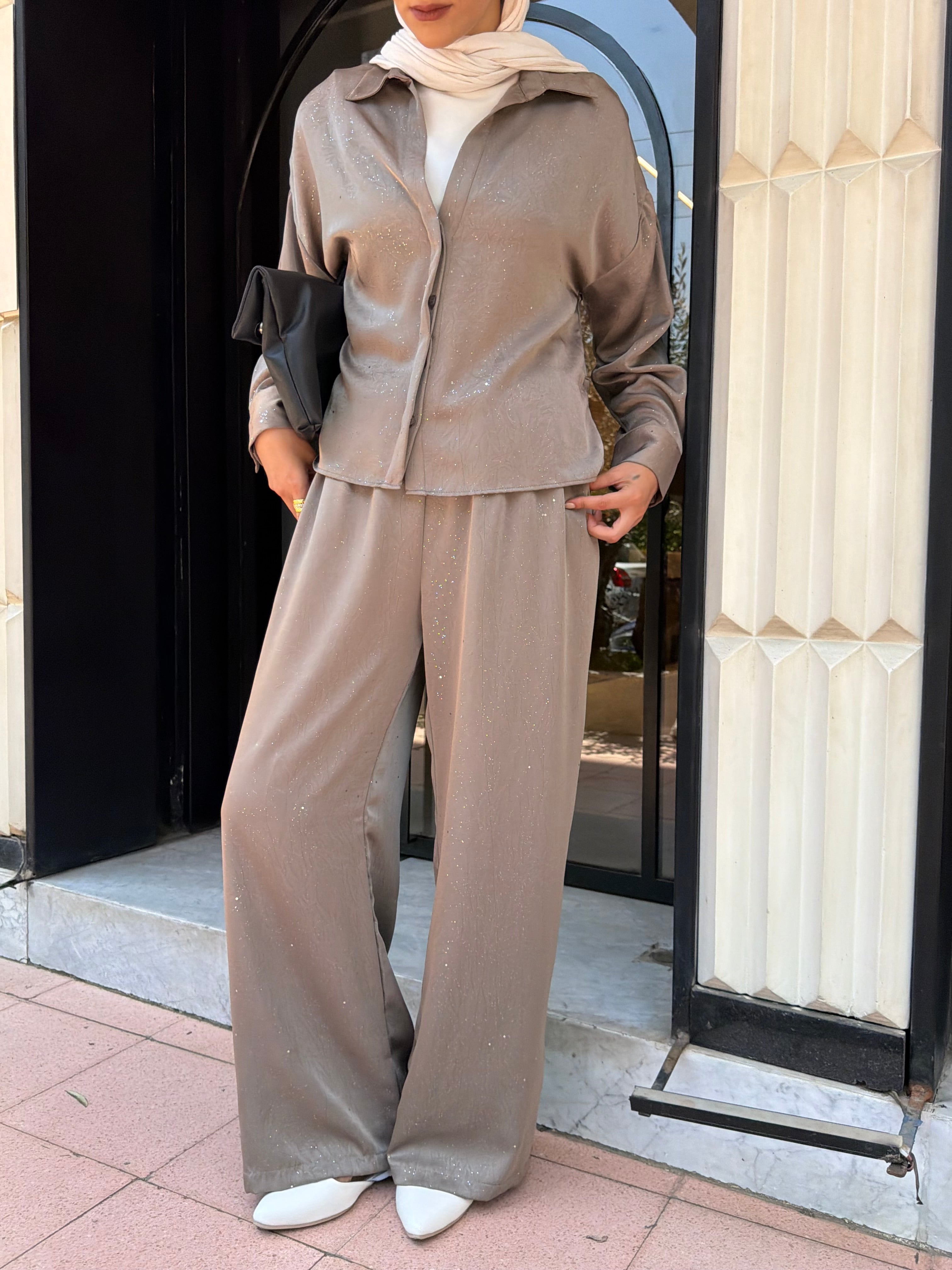 Silver Dot Shirt With Double Button Cuffs