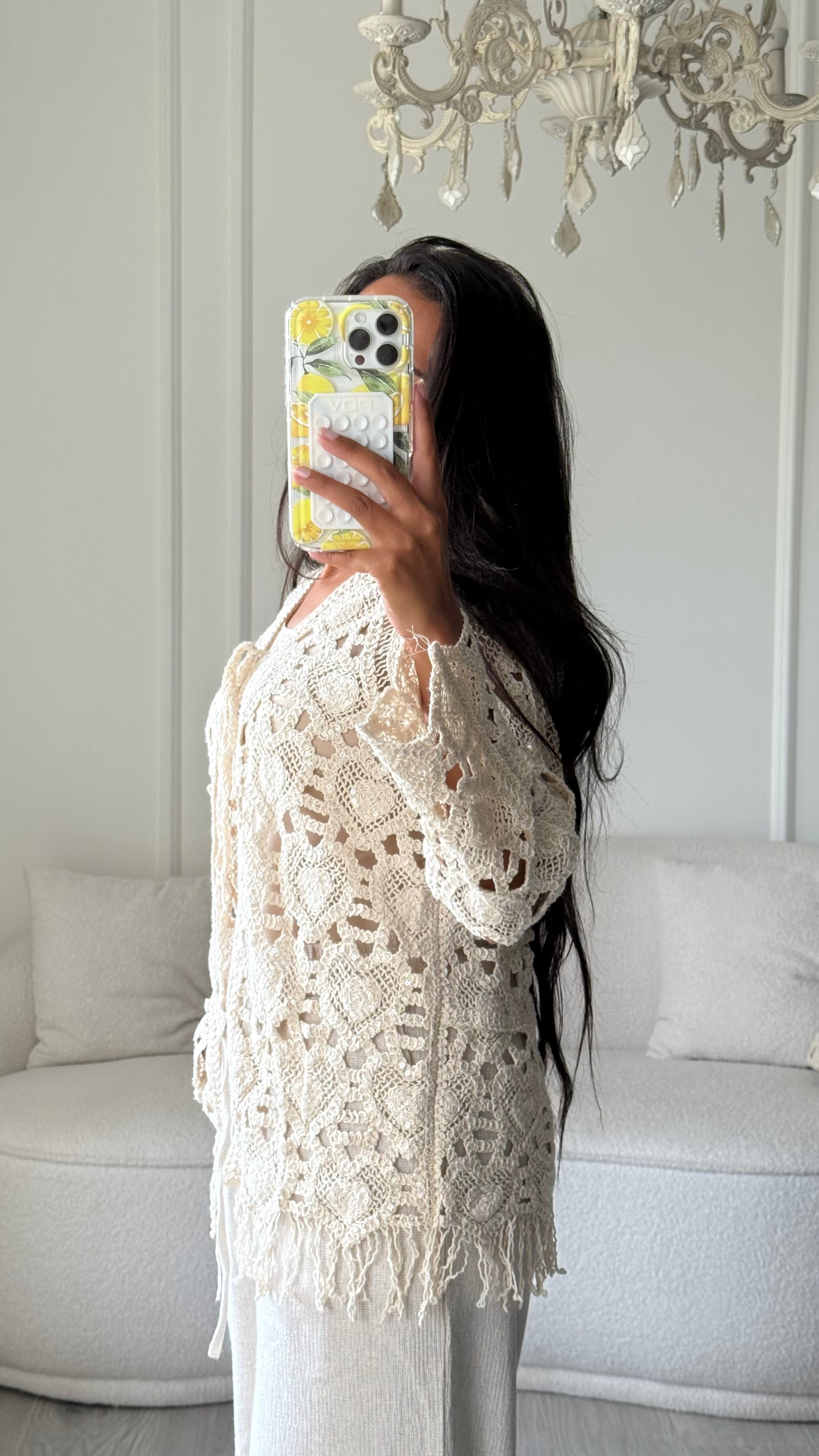 Open Knitwear Body – Front Drawstring With Heart Embroidery
