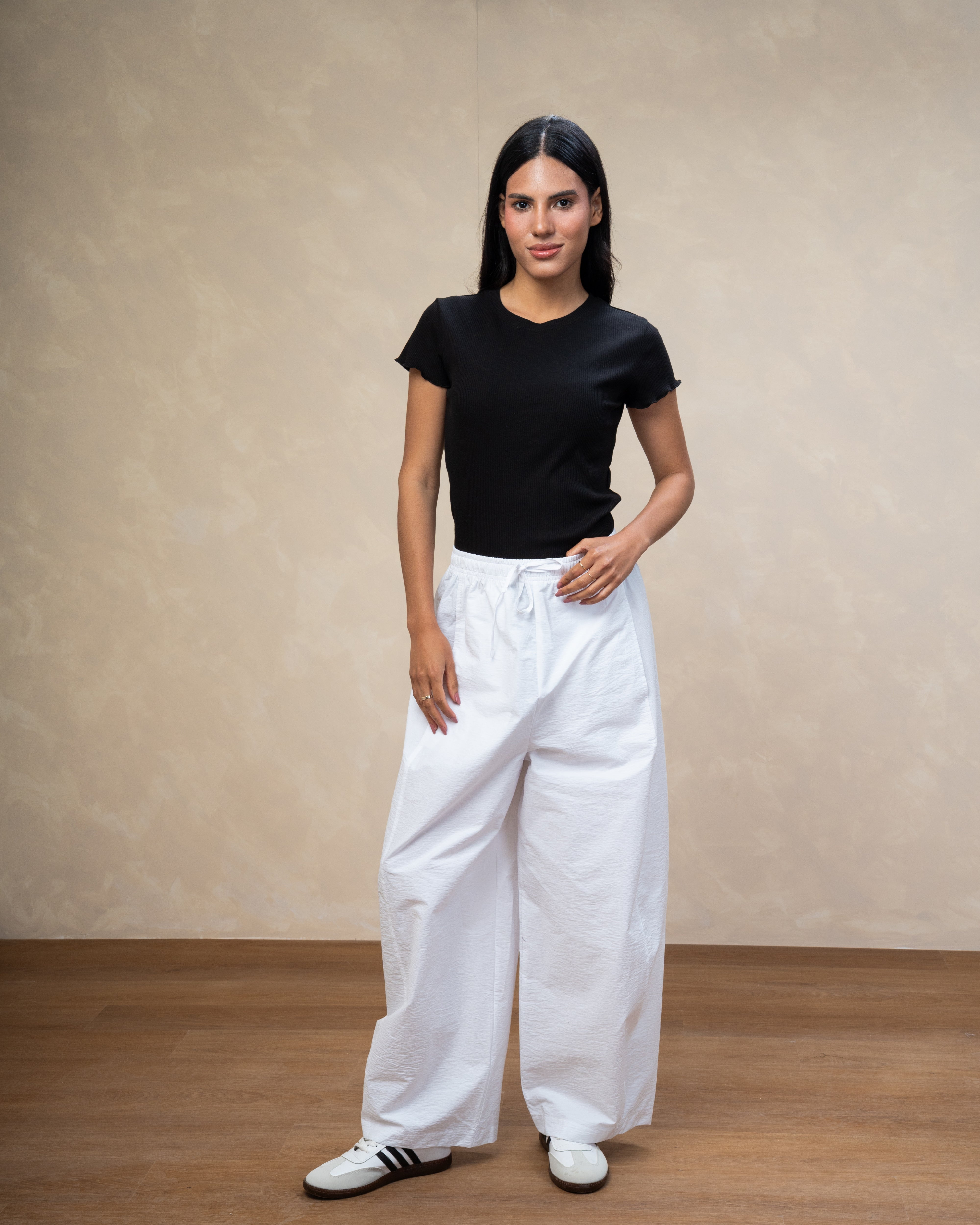 Gabardine Trouser With Drawstring Waist