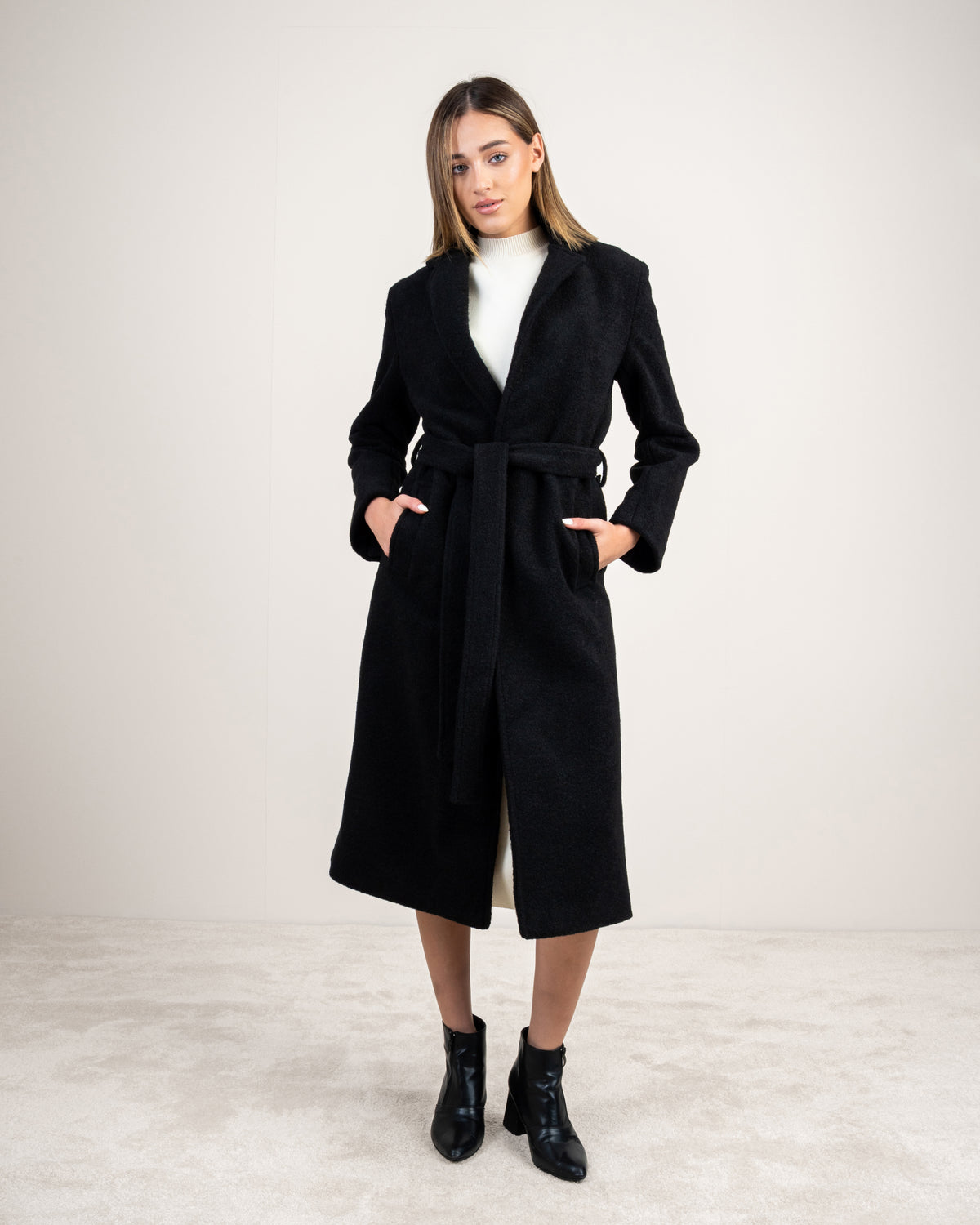 Colored Trench Coat With Belt - And Attached Collar