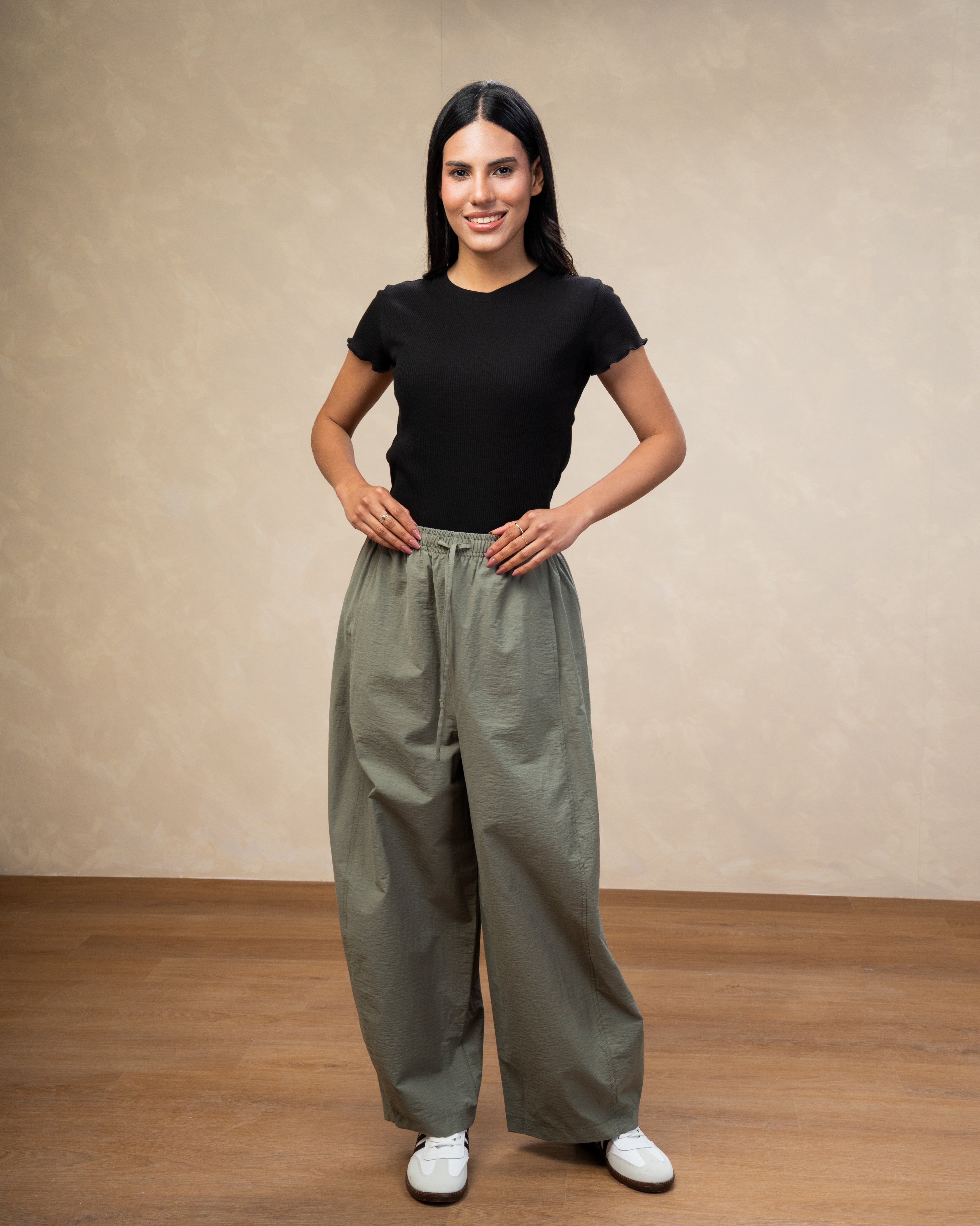 Gabardine Trouser With Drawstring Waist