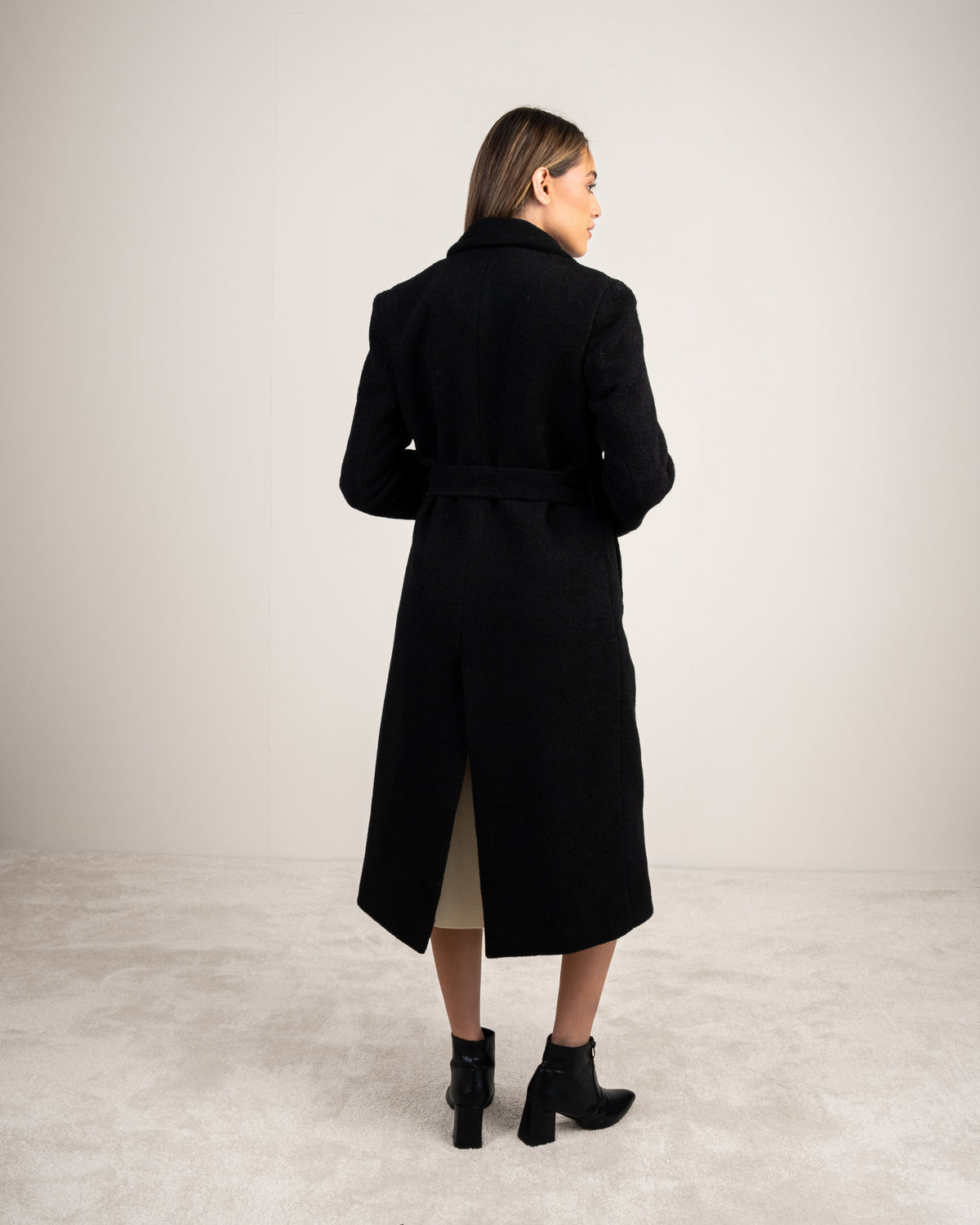 Colored Trench Coat With Belt - And Attached Collar