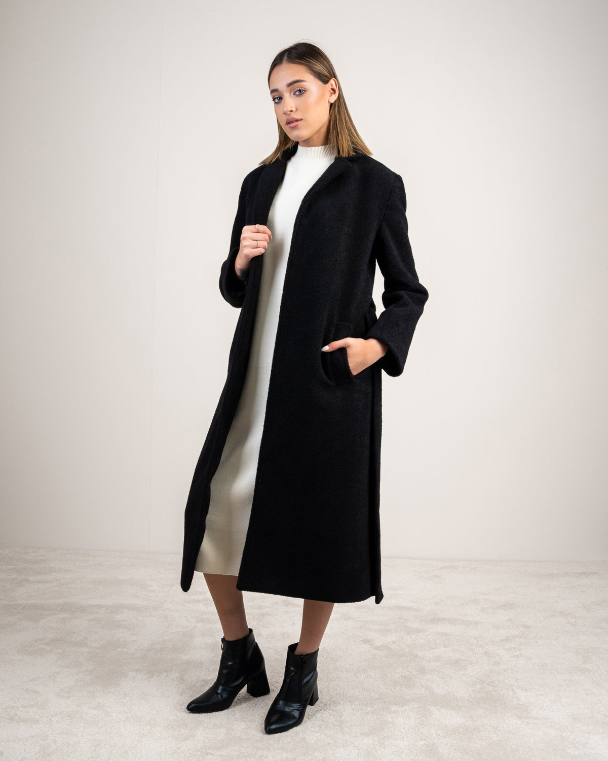 Colored Trench Coat With Belt - And Attached Collar