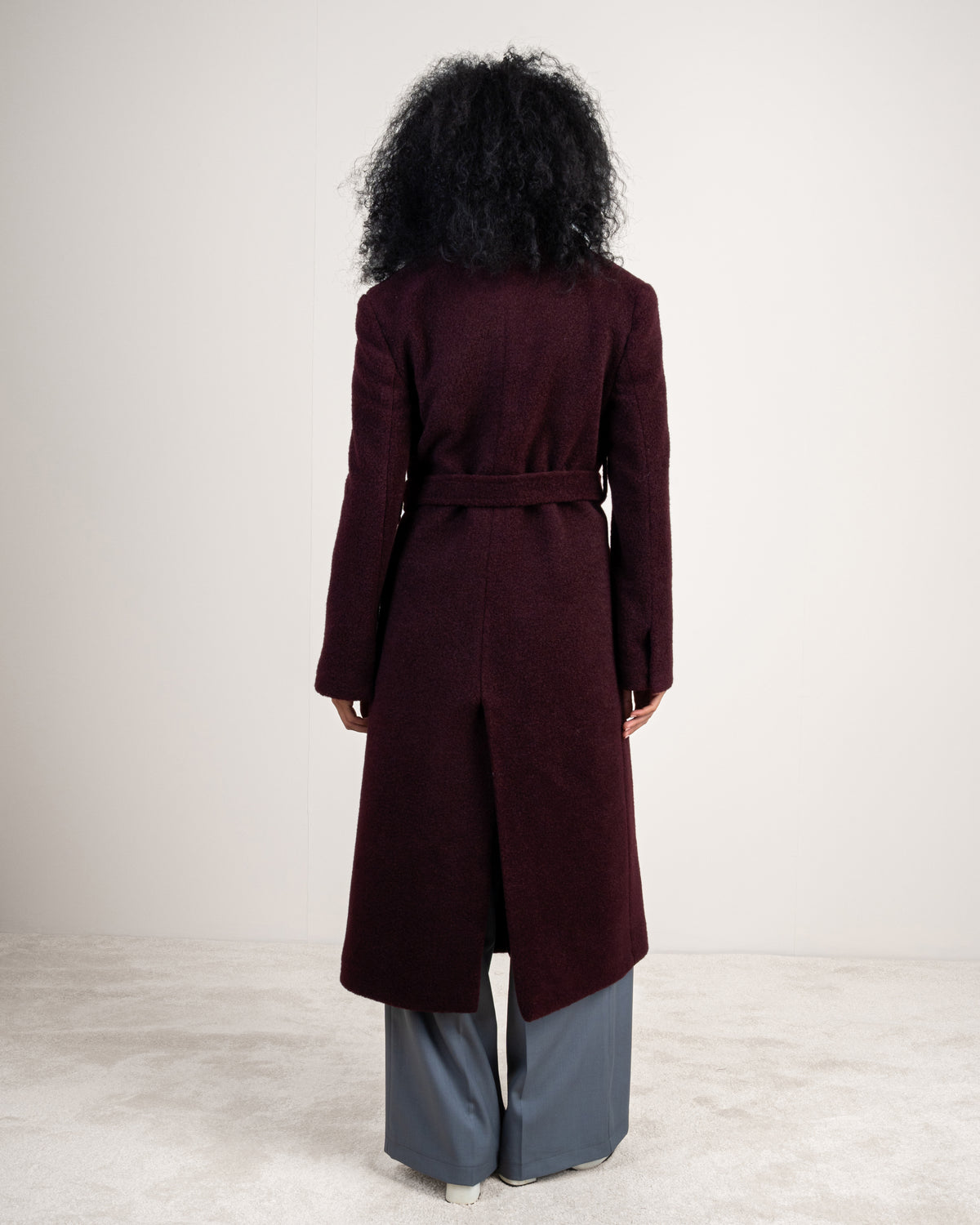 Colored Trench Coat With Belt - And Attached Collar