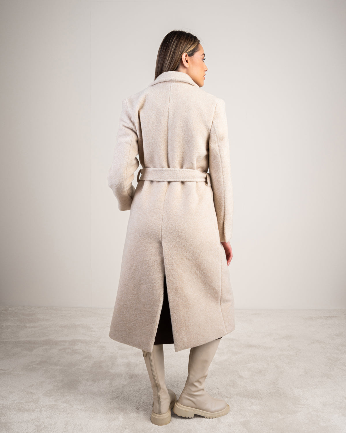 Colored Trench Coat With Belt - And Attached Collar
