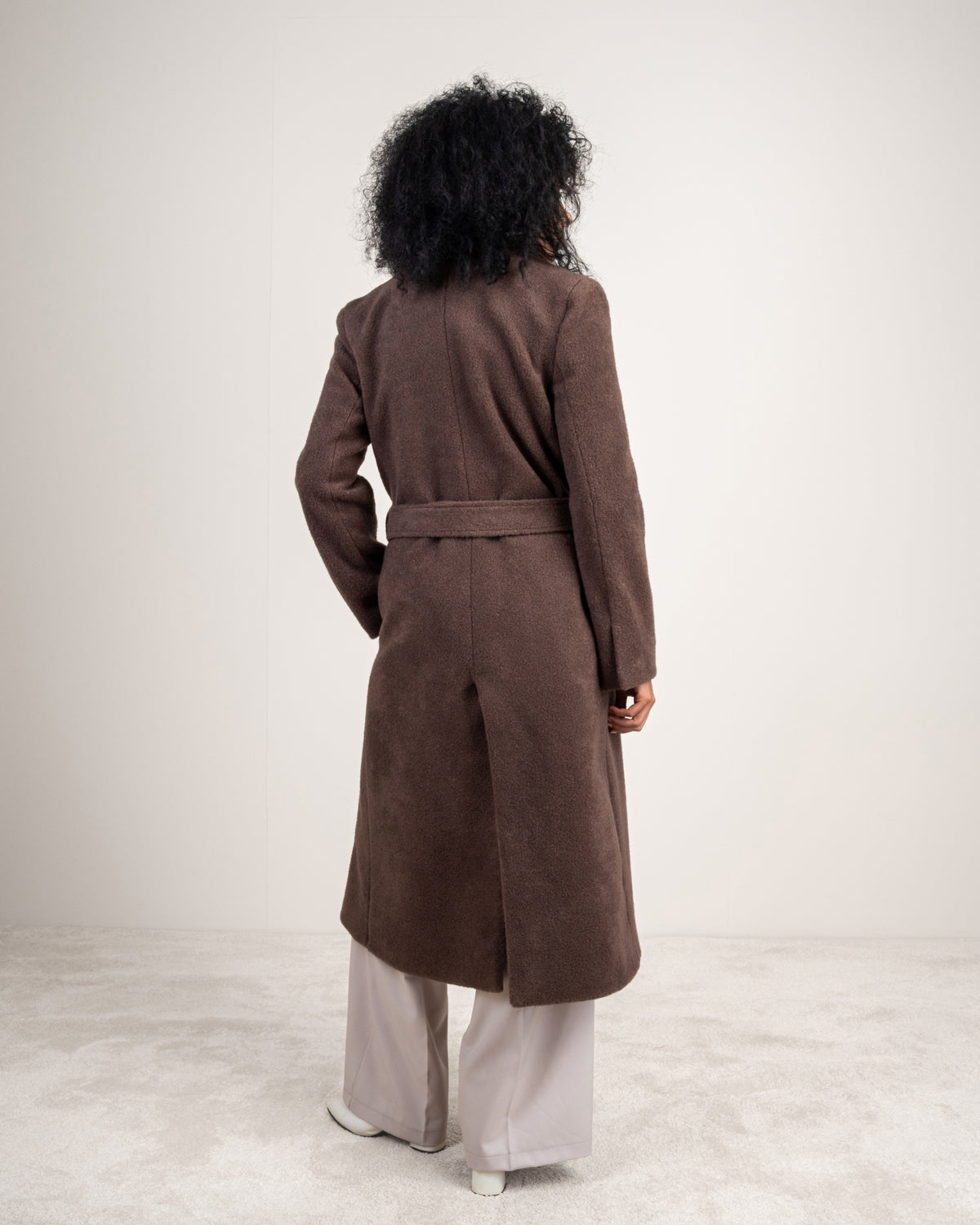 Colored Trench Coat With Belt - And Attached Collar