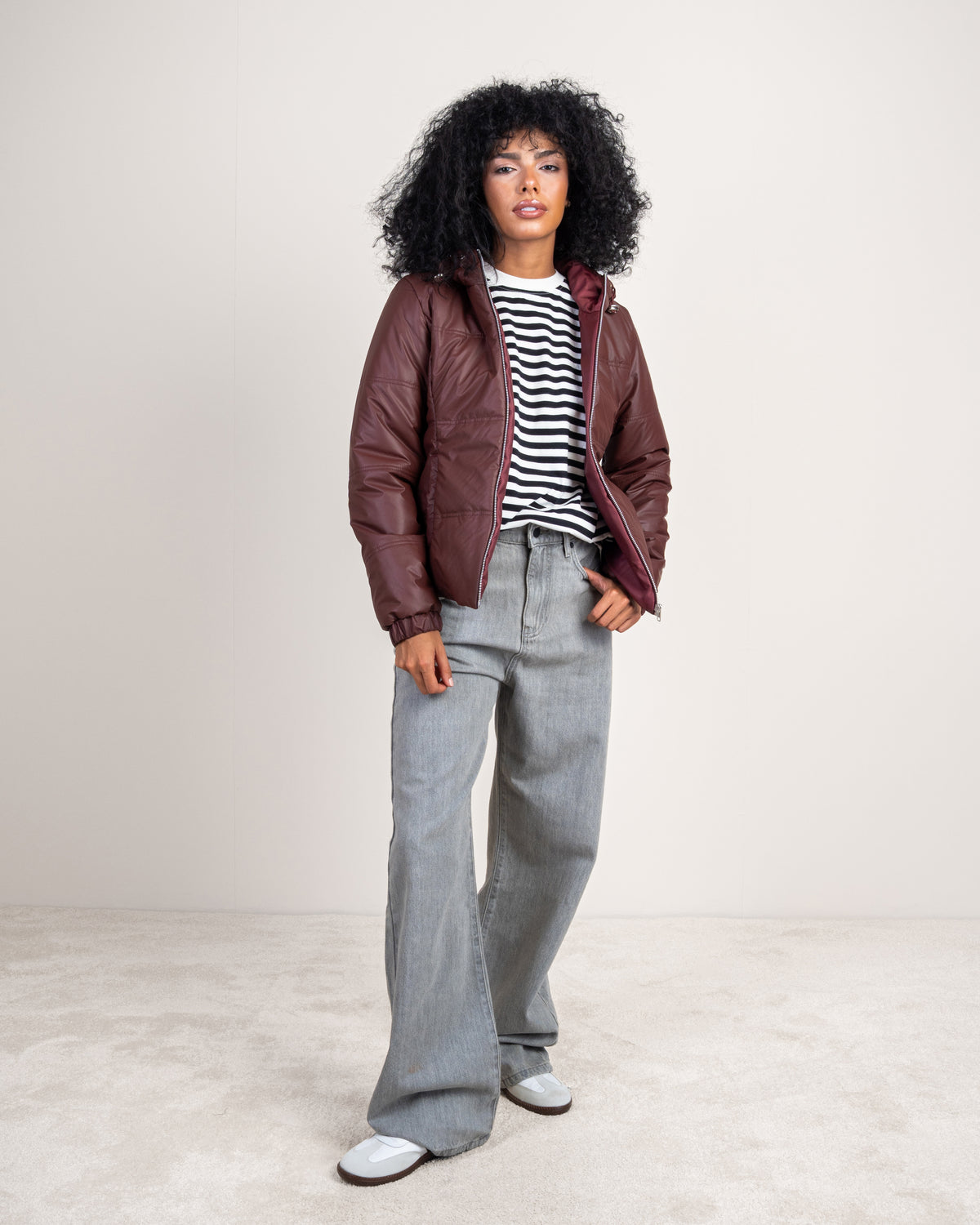 Plain Quilted Leather Jacket