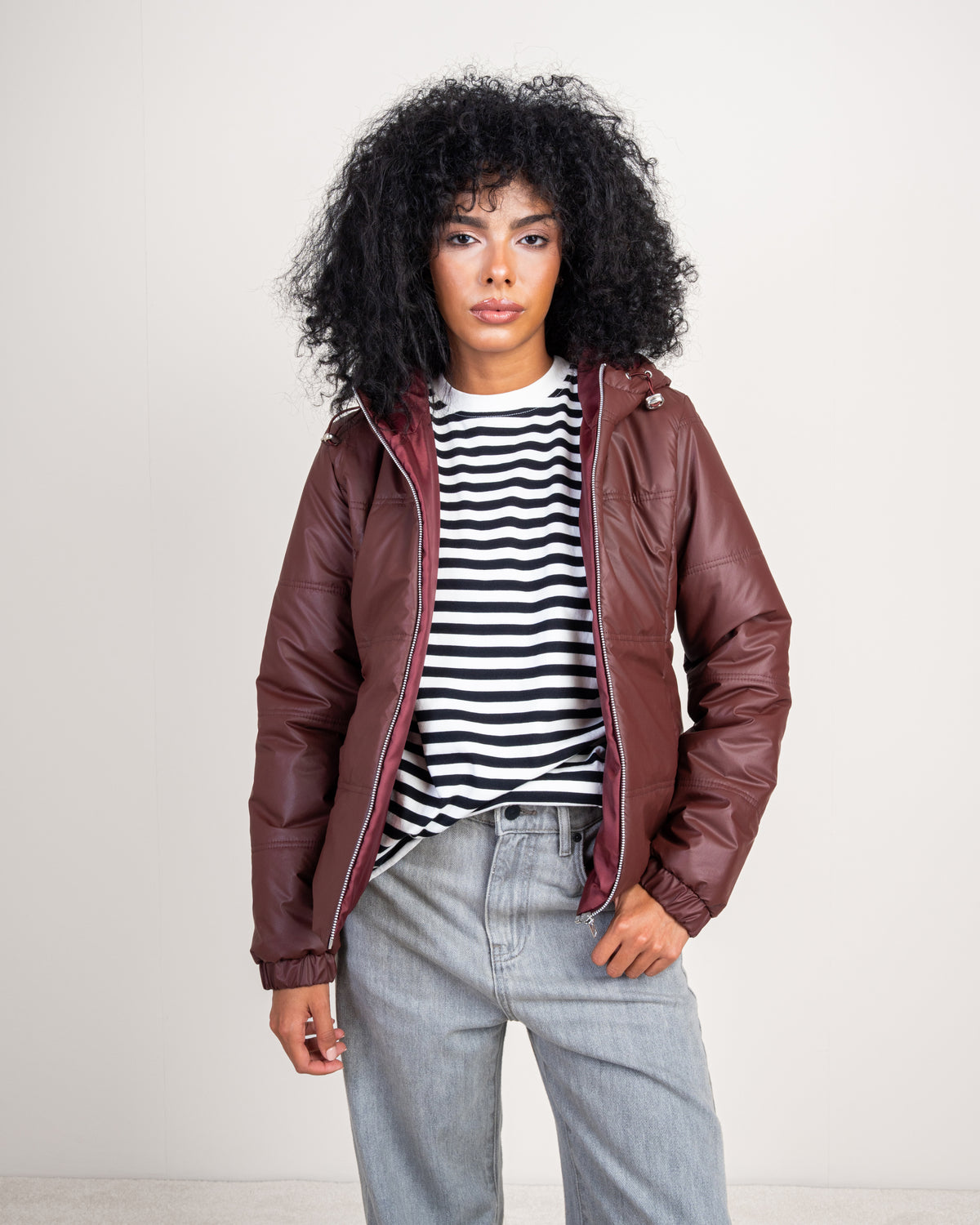 Plain Quilted Leather Jacket