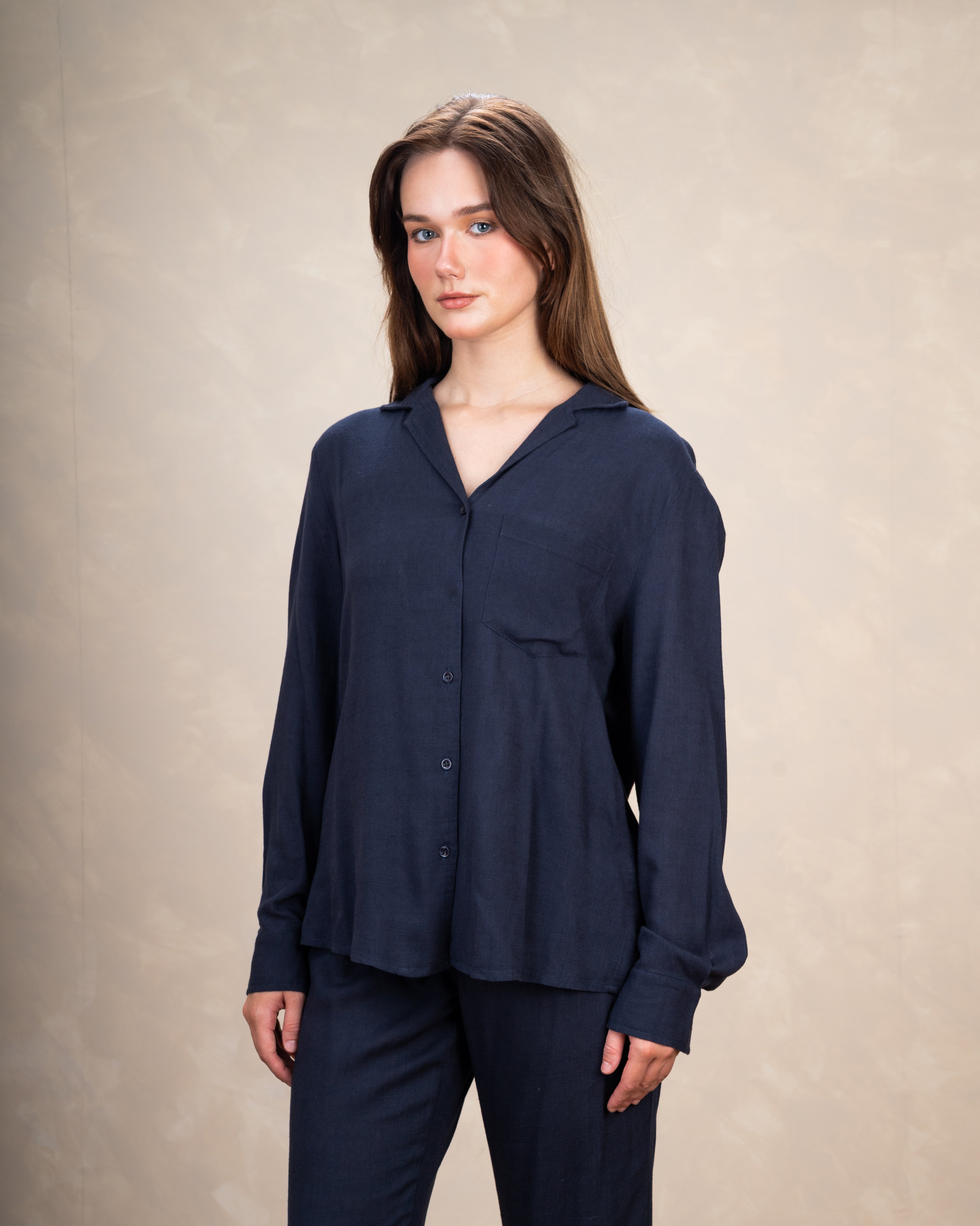 Linen Shirt With Single Chest Pocket