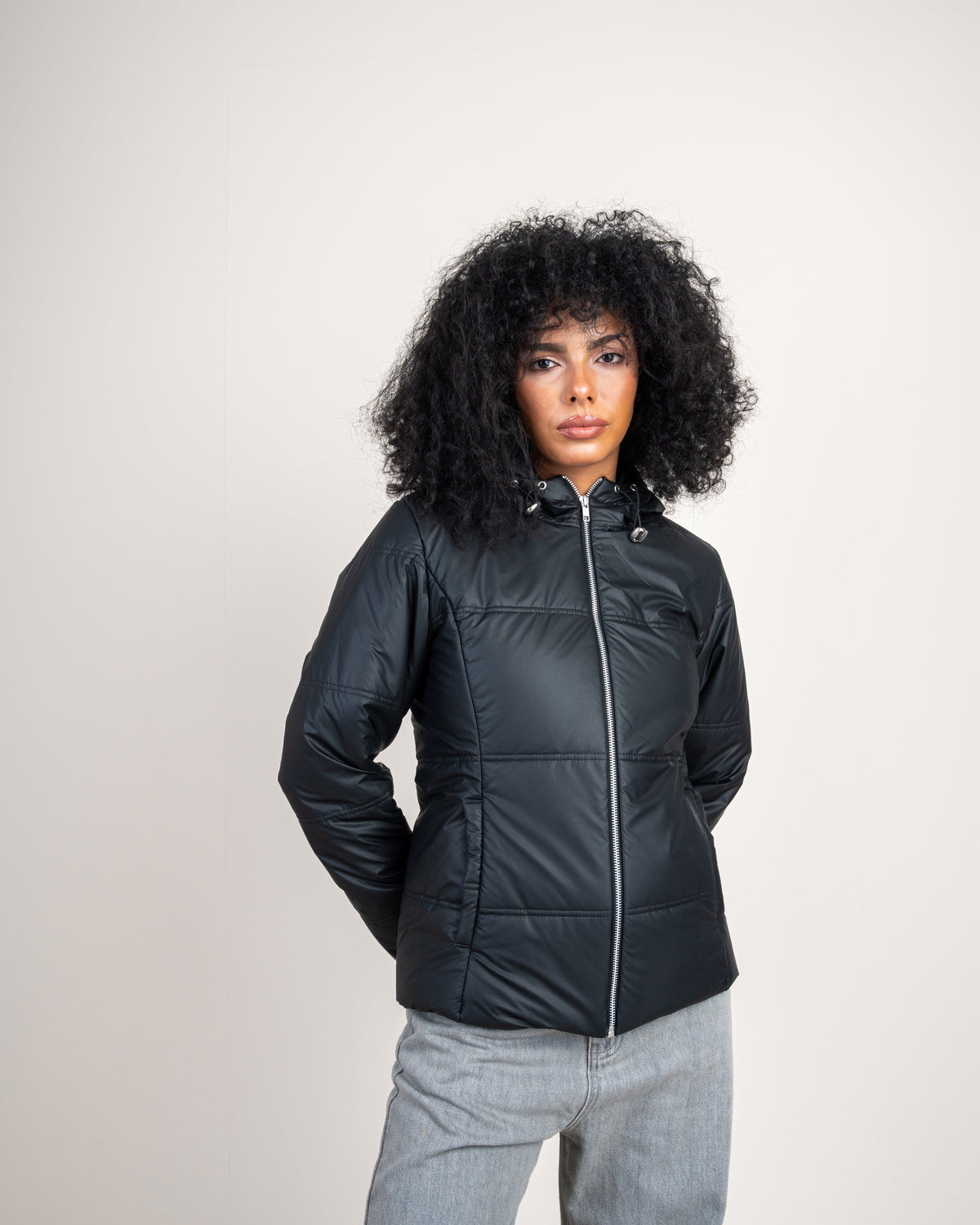 Plain Quilted Leather Jacket