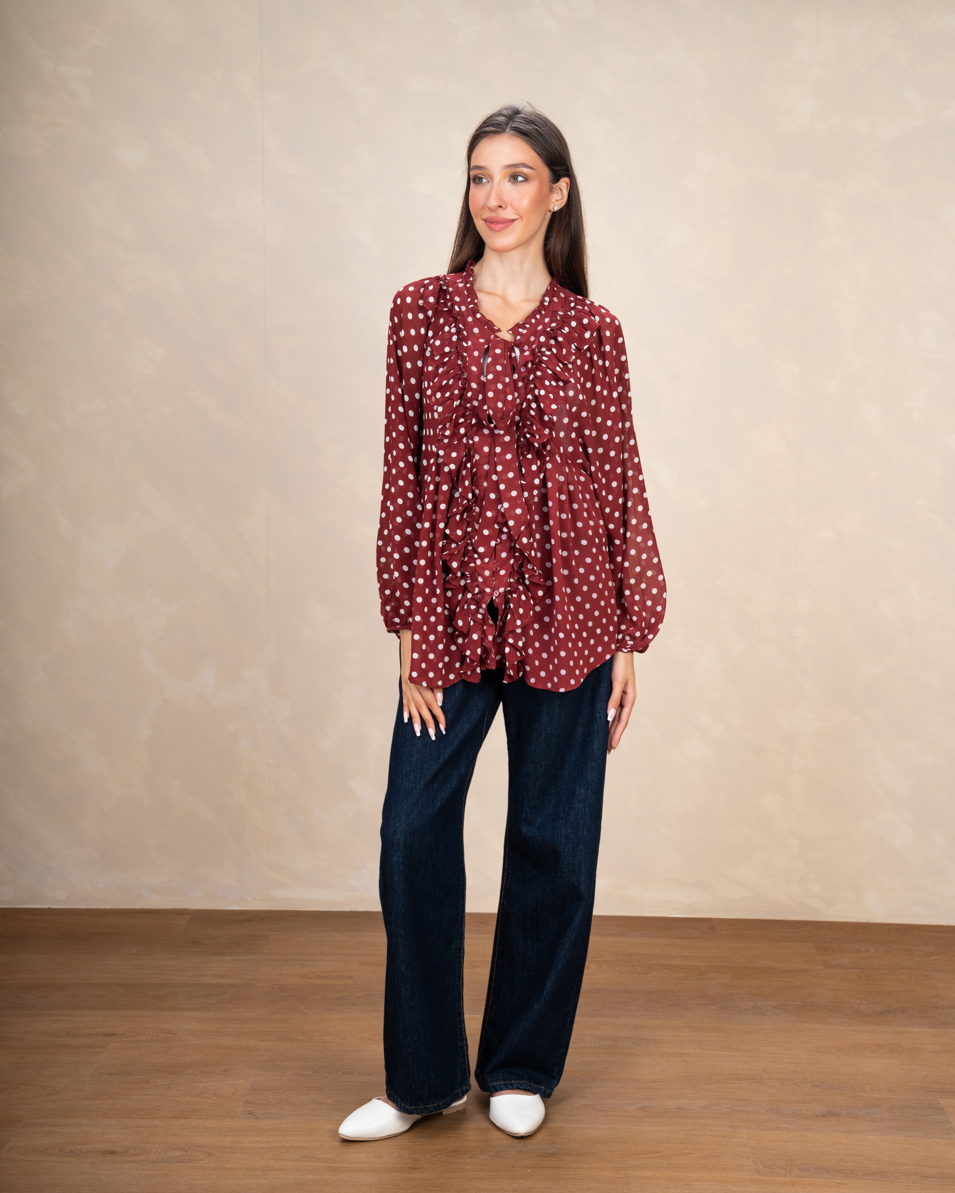 Colorful Mini Polka Dot Blouse